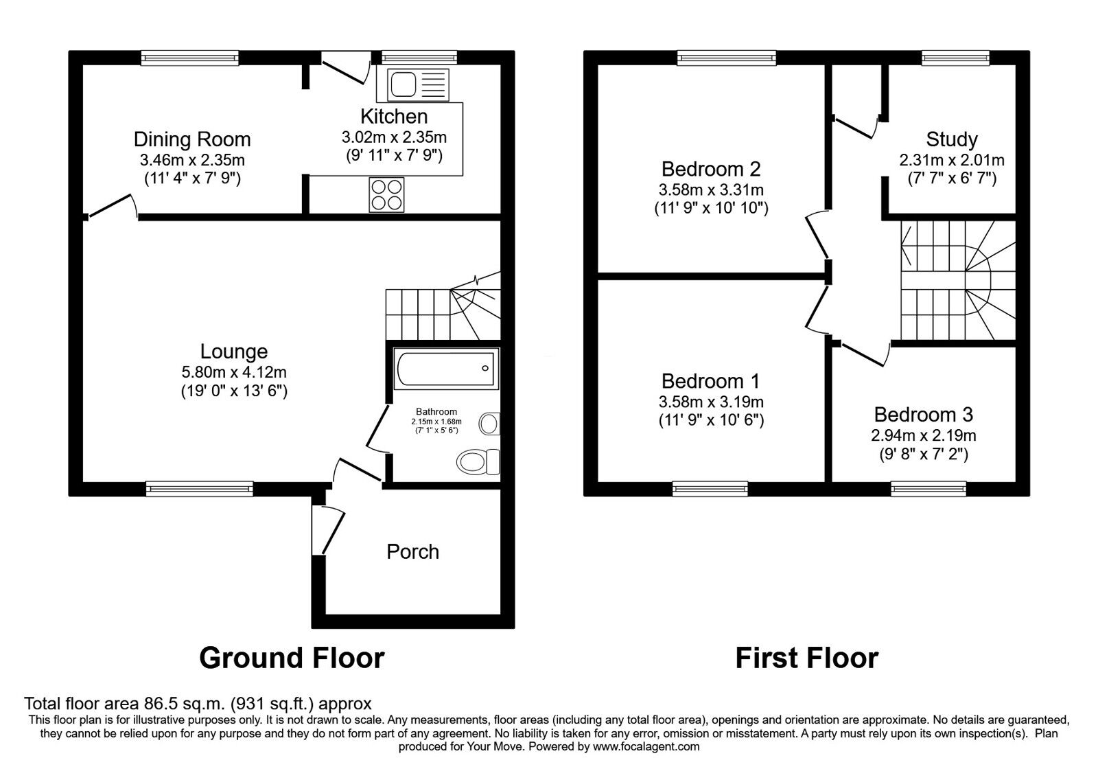 Floorplan of 3 bedroom Mid Terrace House for sale, Mardol Road, Kennington, Kent, TN24
