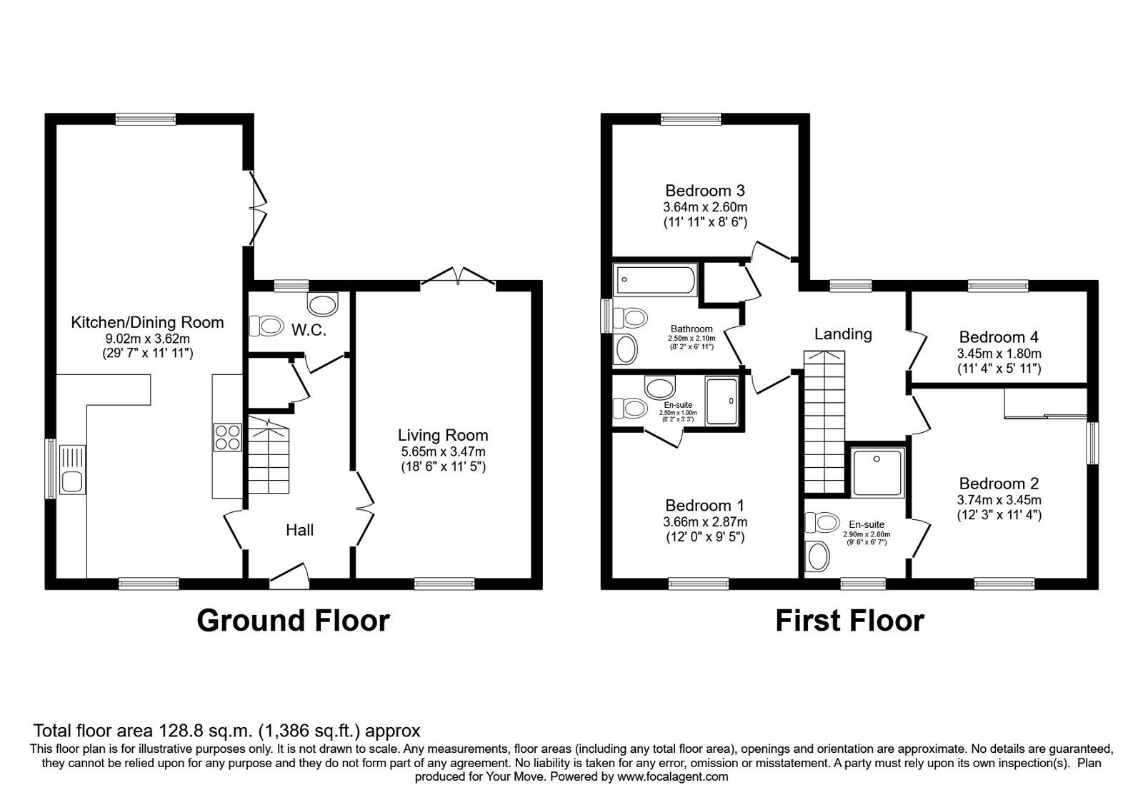 Floorplan of 4 bedroom Detached House for sale, Grasshopper Drive, Kennington, Kent, TN24