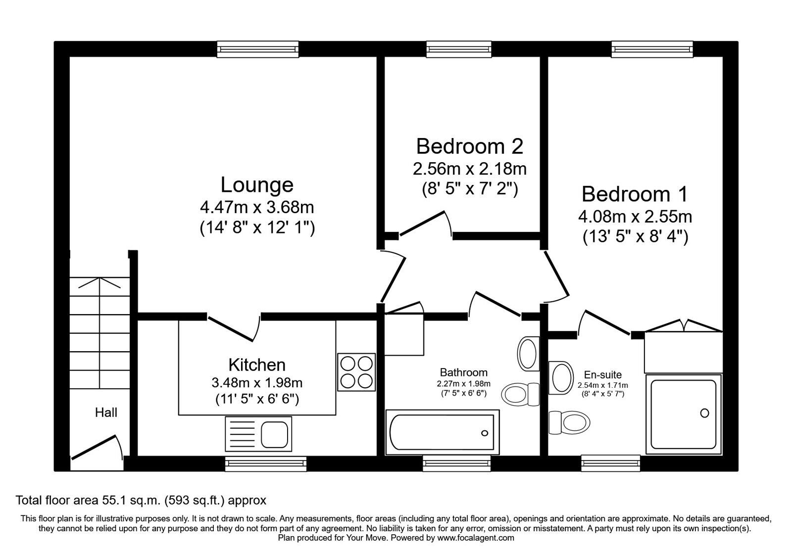 Floorplan of 2 bedroom Detached Flat for sale, Melcombe Close, Ashford, Kent, TN23