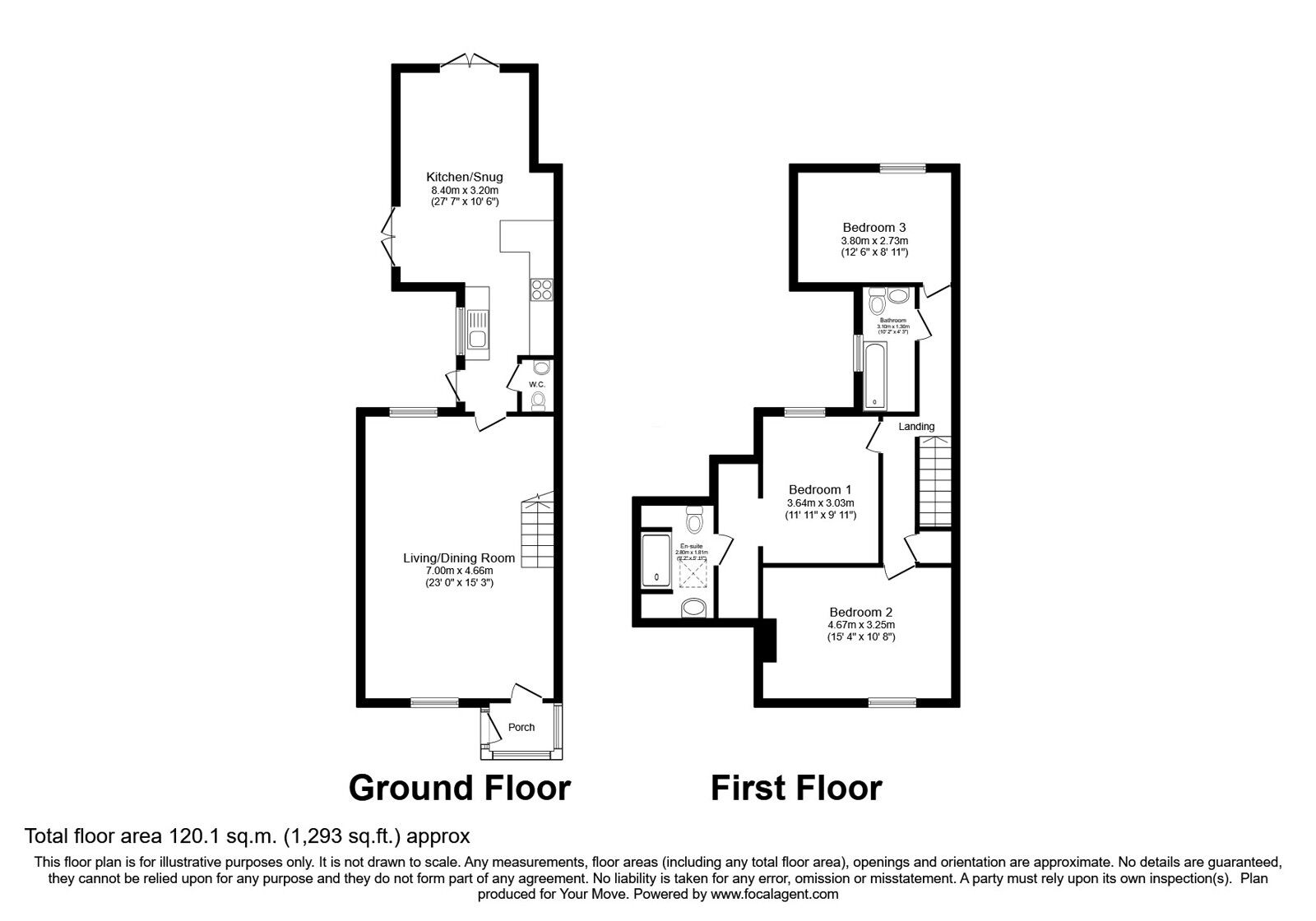 Floorplan of 3 bedroom Semi Detached House for sale, Faversham Road, Kennington, Kent, TN24