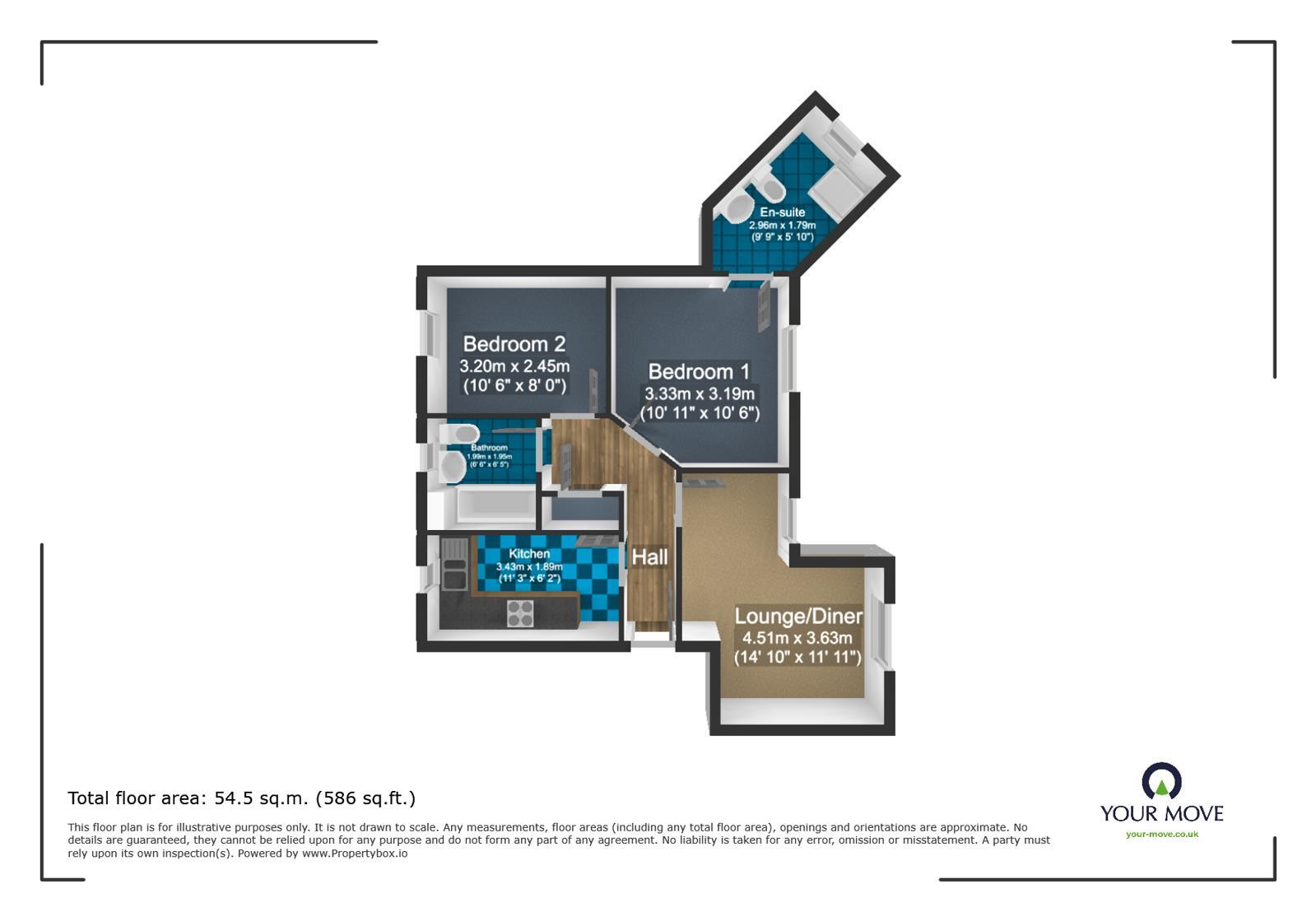 Floorplan of 2 bedroom Flat to rent, Gravelly Field, Ashford, Kent, TN23