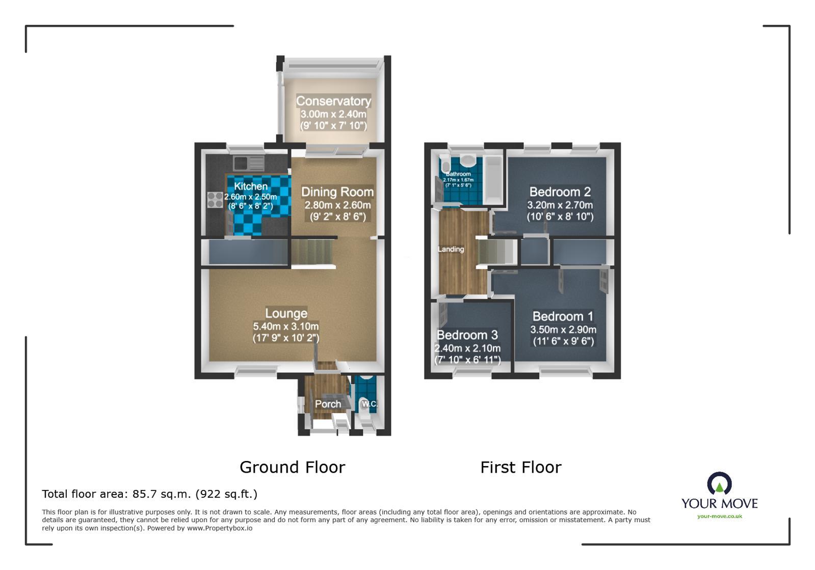 Floorplan of 3 bedroom Detached House to rent, Oxen Lease, Ashford, Kent, TN23