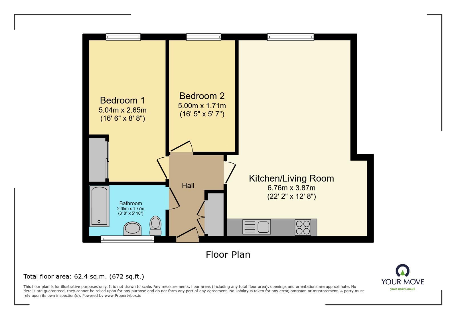 Floorplan of 2 bedroom Flat to rent, Park Street, Ashford, Kent, TN24
