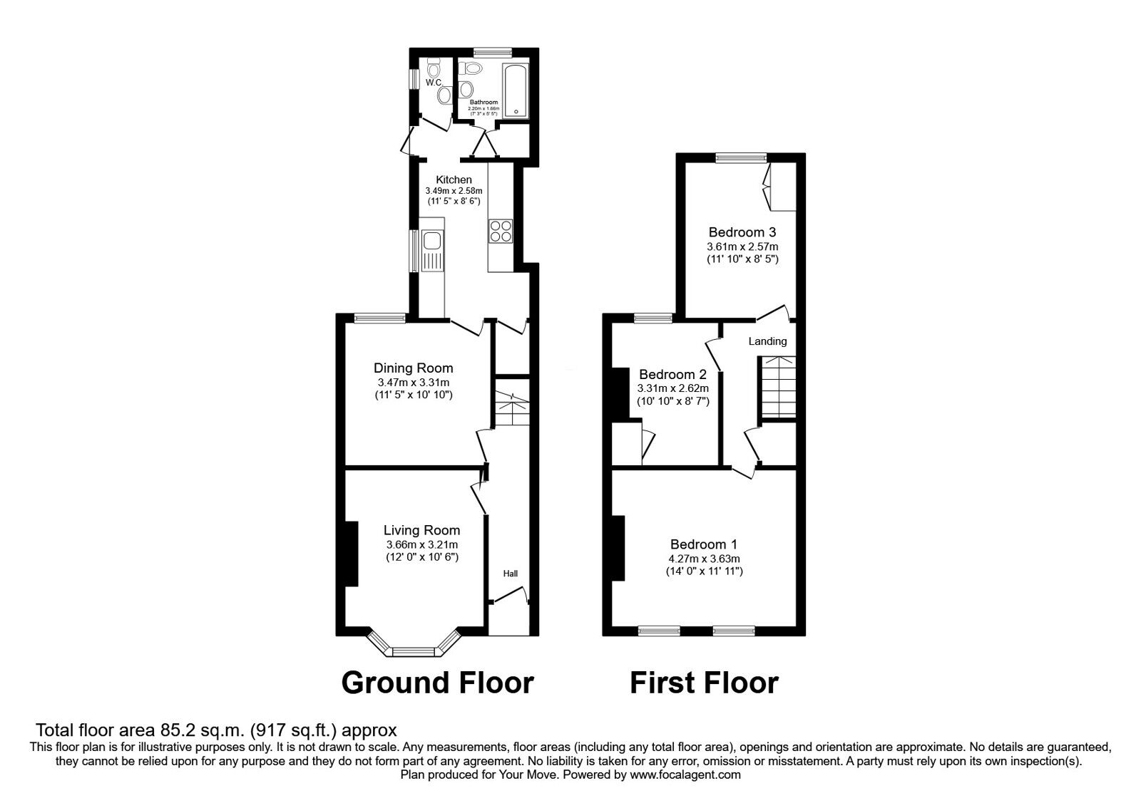 Floorplan of 3 bedroom Mid Terrace House for sale, Beaver Road, Ashford, Kent, TN23