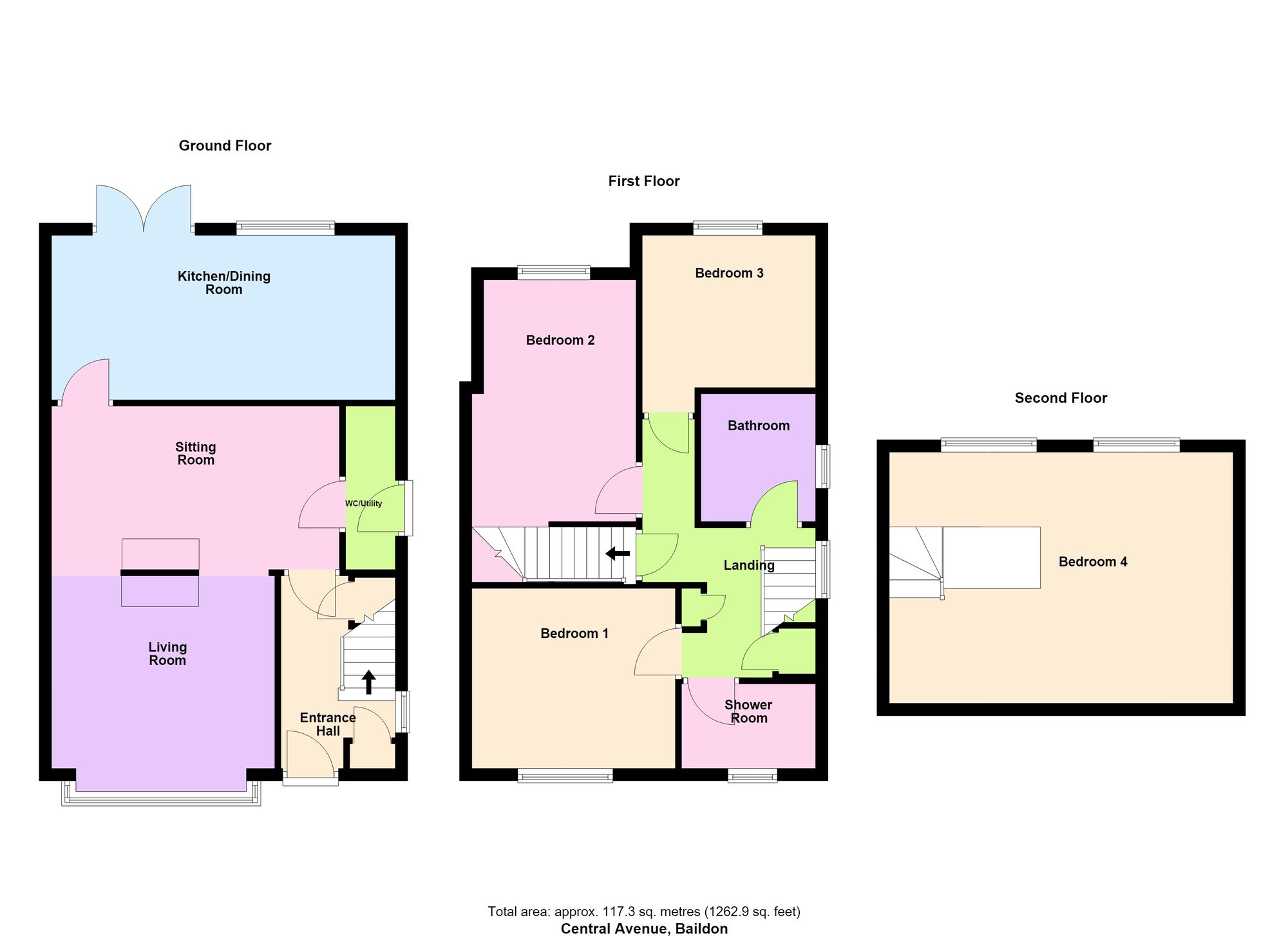 Floorplan of 4 bedroom Semi Detached House for sale, Central Avenue, Baildon, West Yorkshire, BD17