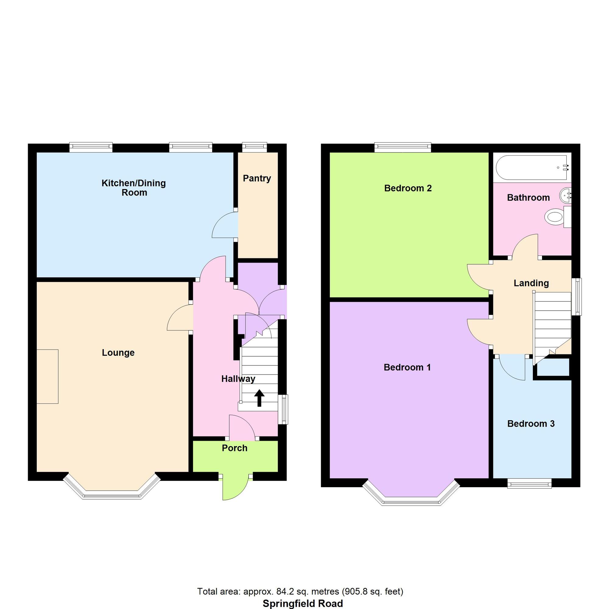 Floorplan of 3 bedroom Semi Detached House for sale, Springfield Road, Baildon, West Yorkshire, BD17