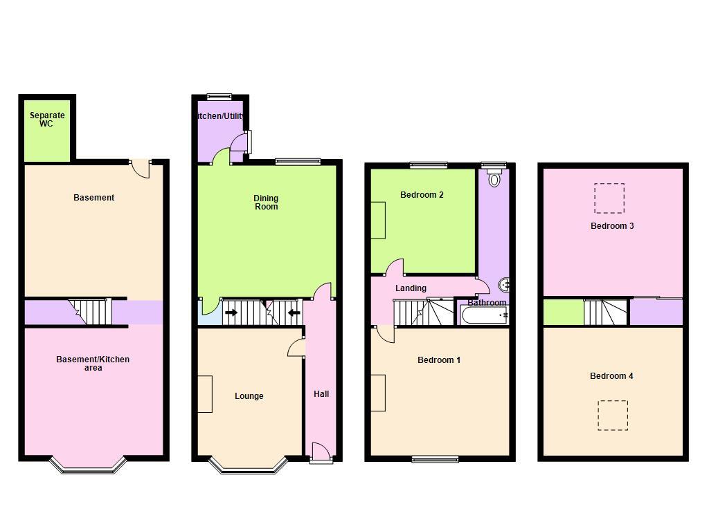 Floorplan of 4 bedroom Mid Terrace House for sale, Selborne Terrace, West Yorkshire, BD18