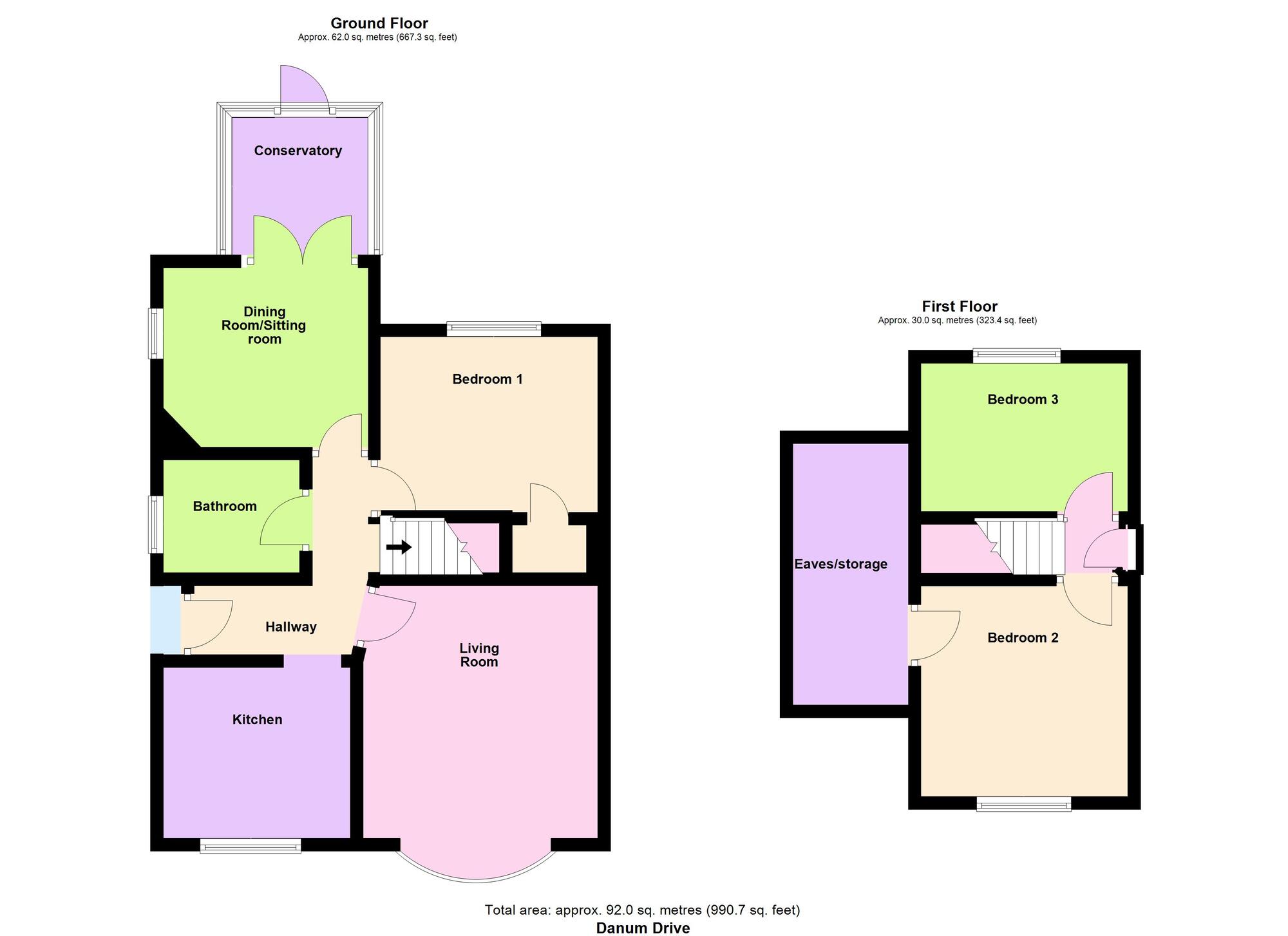 Floorplan of 3 bedroom Semi Detached Bungalow for sale, Danum Drive, Baildon, West Yorkshire, BD17