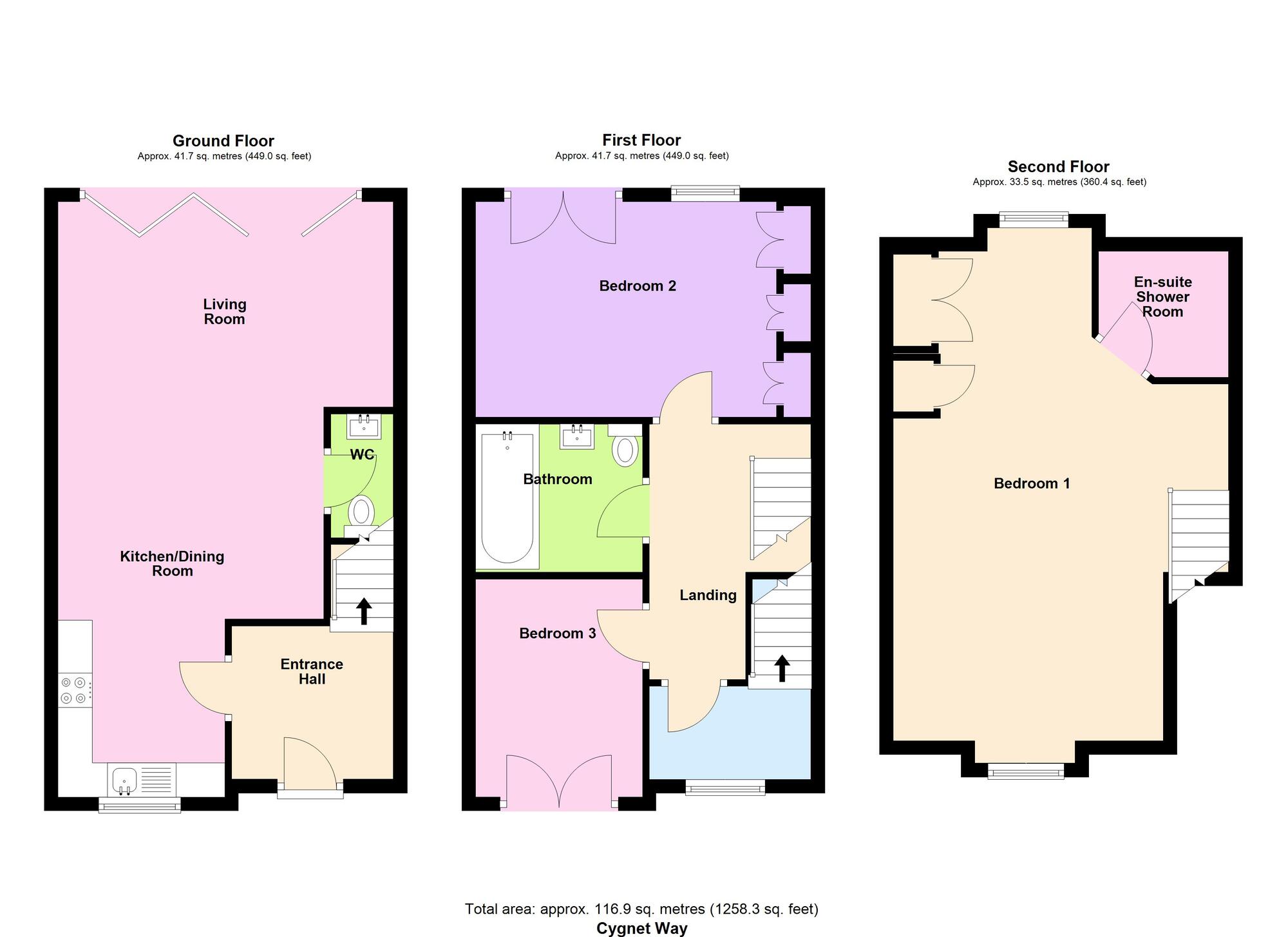 Floorplan of 3 bedroom Semi Detached House for sale, Cygnet Way, Shipley, West Yorkshire, BD17