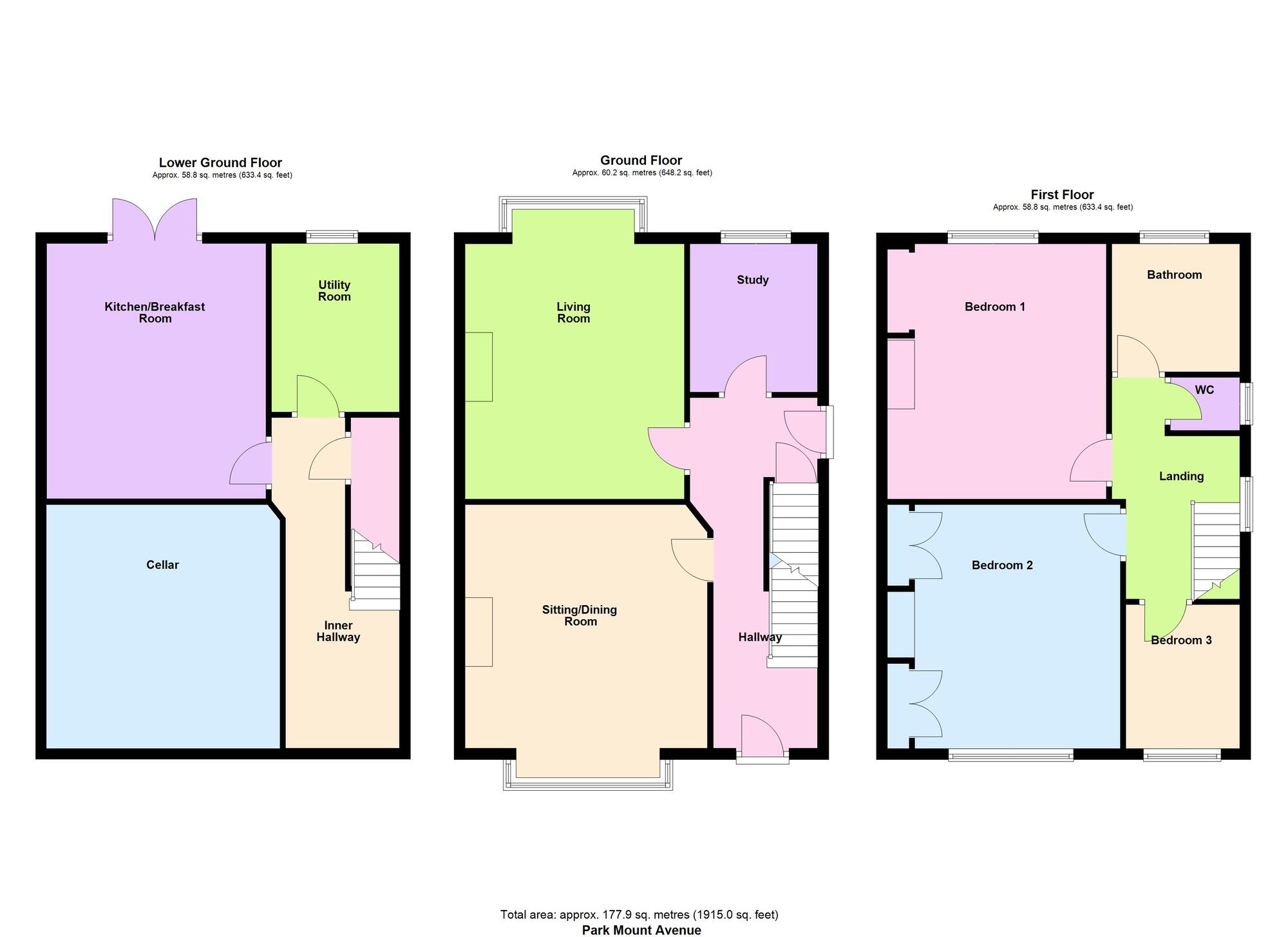 Floorplan of 3 bedroom Semi Detached House for sale, Park Mount Avenue, Baildon, West Yorkshire, BD17