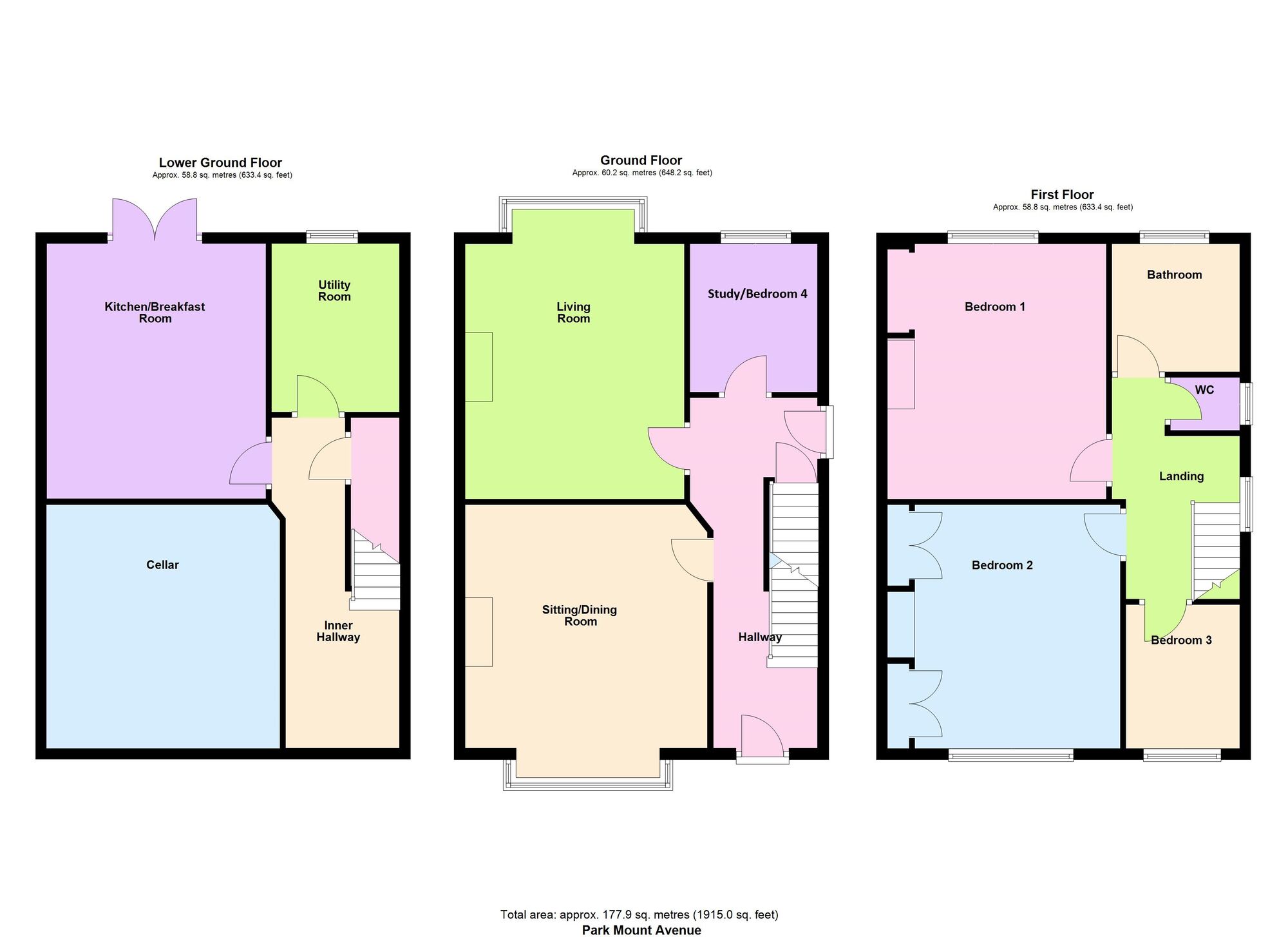 Floorplan of 4 bedroom Semi Detached House for sale, Park Mount Avenue, Baildon, West Yorkshire, BD17