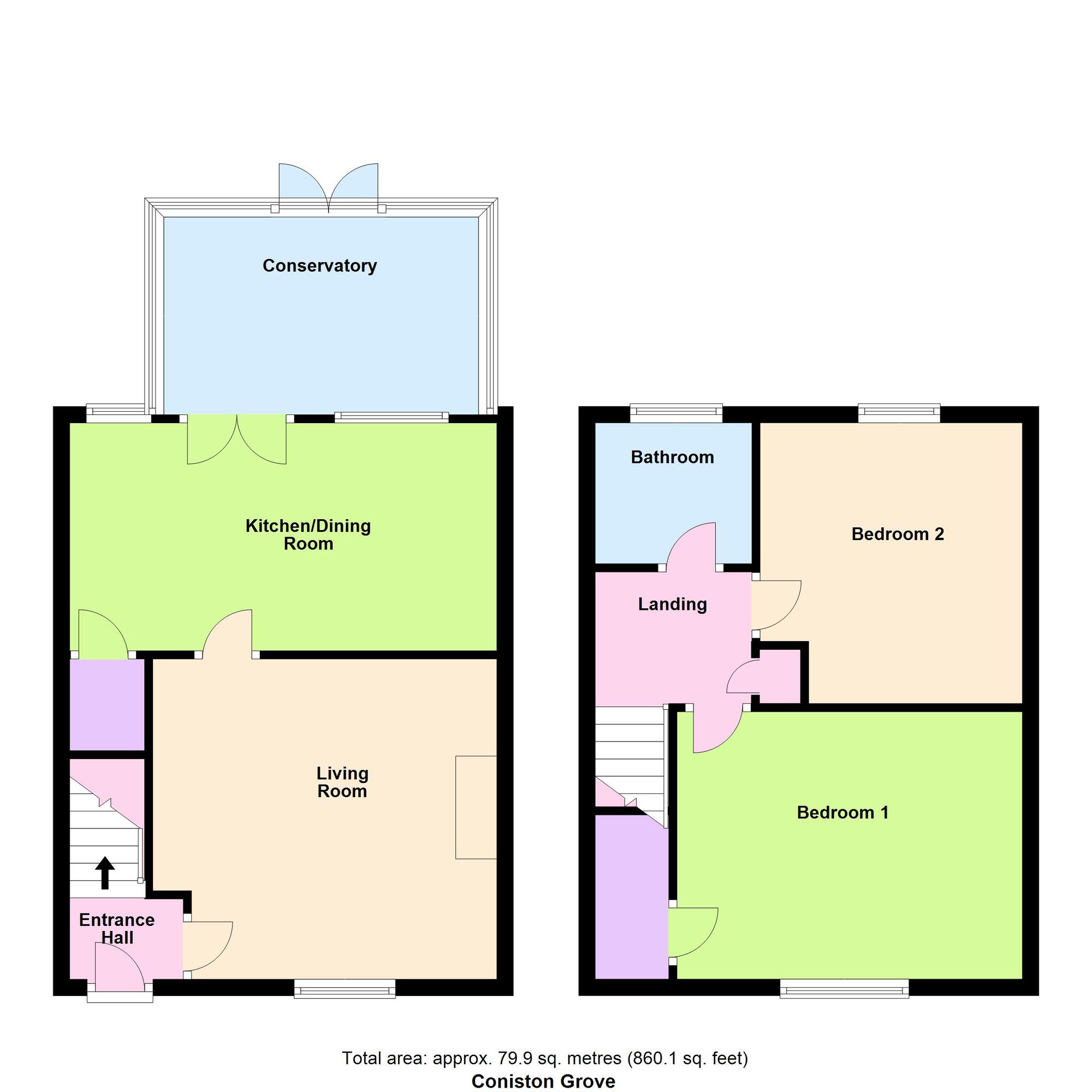 Floorplan of 2 bedroom Mid Terrace House for sale, Coniston Grove, Baildon, West Yorkshire, BD17