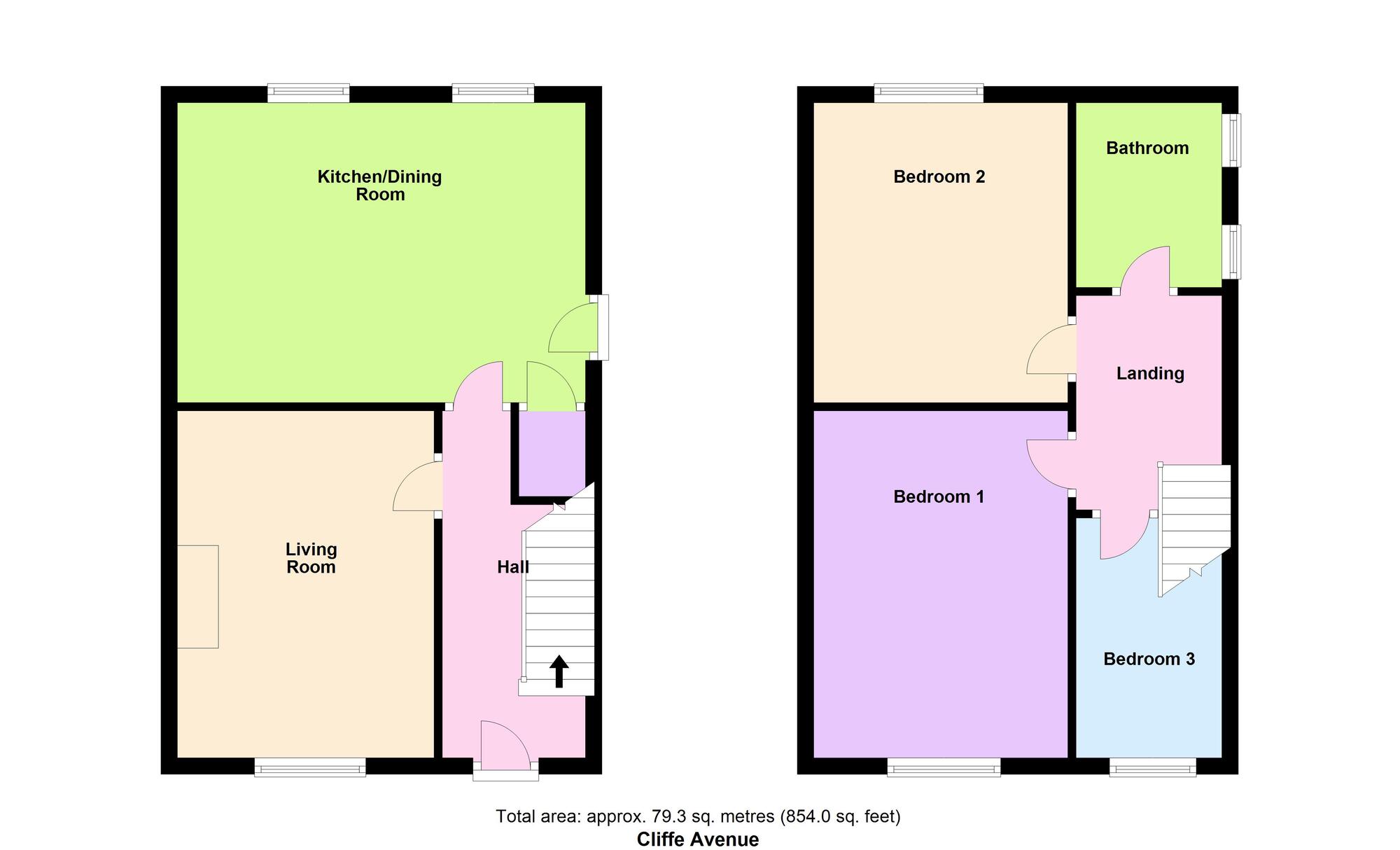 Floorplan of 3 bedroom Semi Detached House for sale, Cliffe Avenue, Baildon, West Yorkshire, BD17