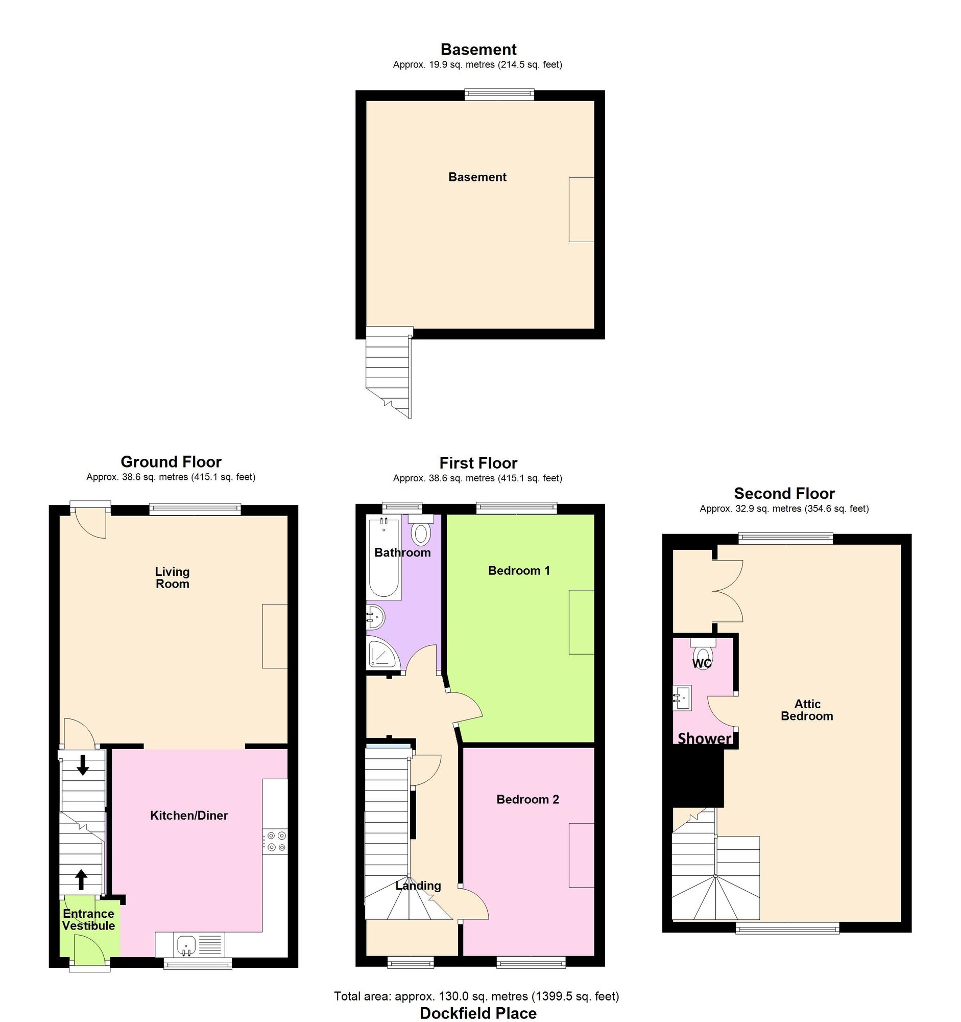 Floorplan of 3 bedroom Mid Terrace House for sale, Dockfield Place, Shipley, West Yorkshire, BD17