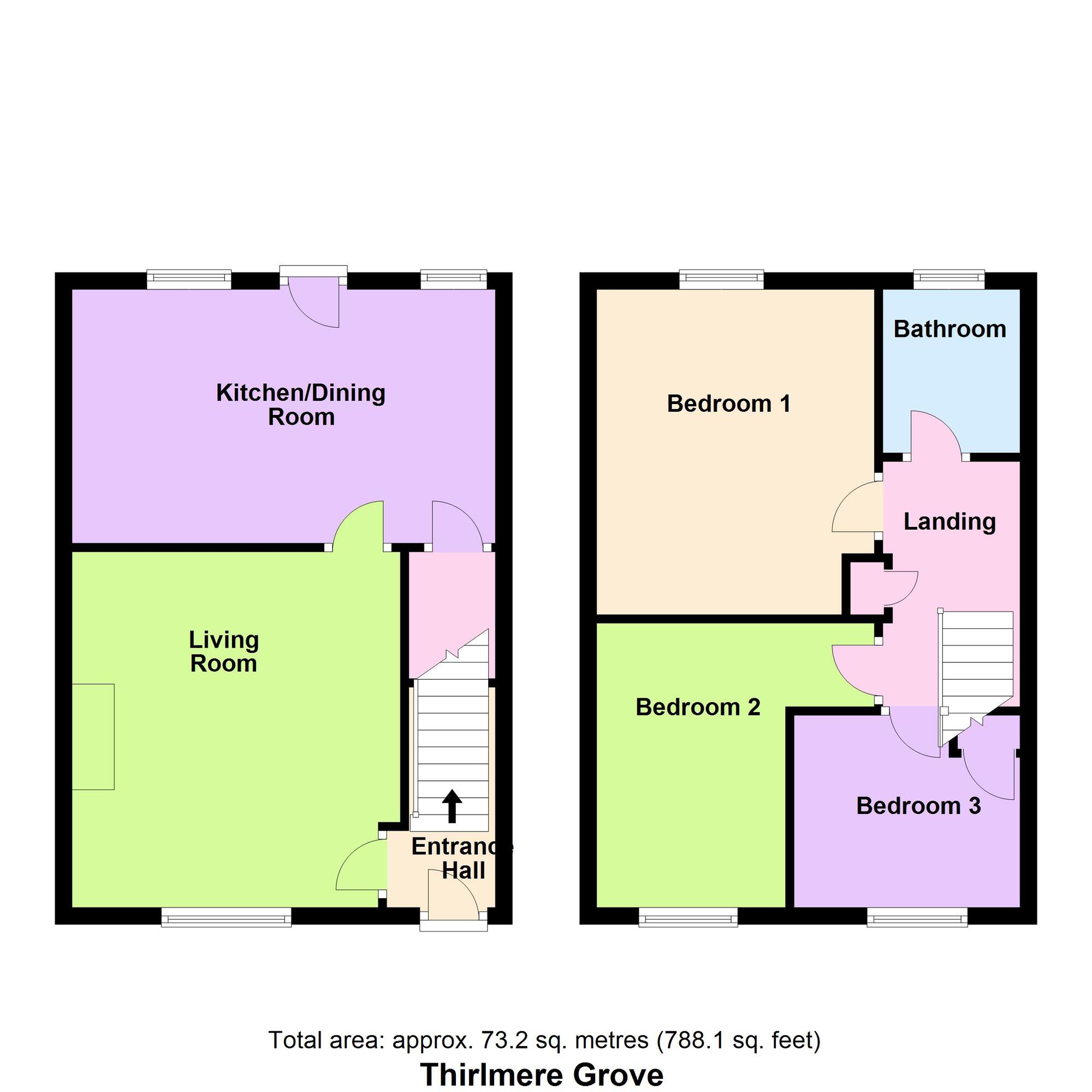 Floorplan of 3 bedroom Mid Terrace House for sale, Thirlmere Grove, Baildon, West Yorkshire, BD17