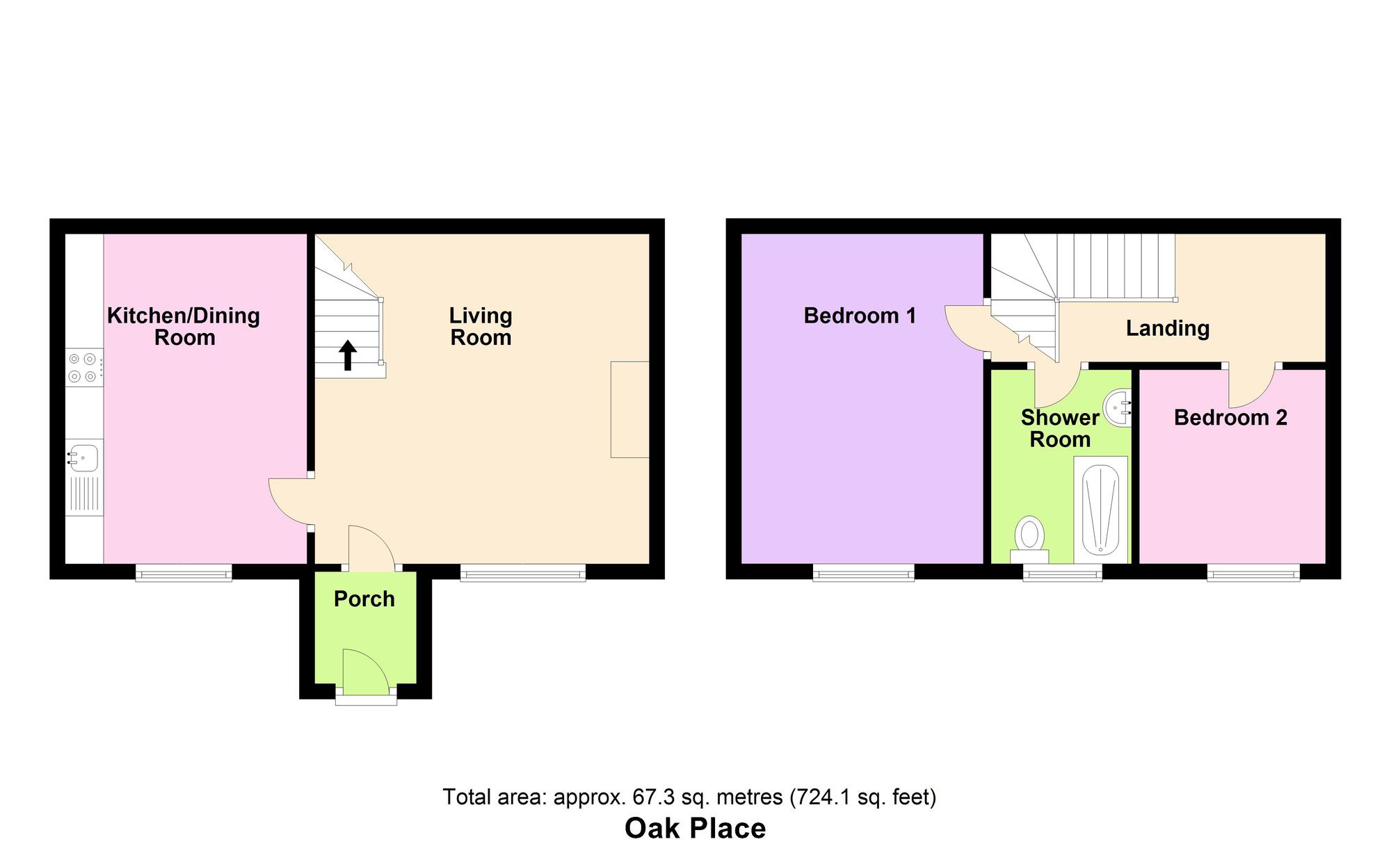 Floorplan of 2 bedroom Mid Terrace House for sale, Oak Place, Baildon, West Yorkshire, BD17