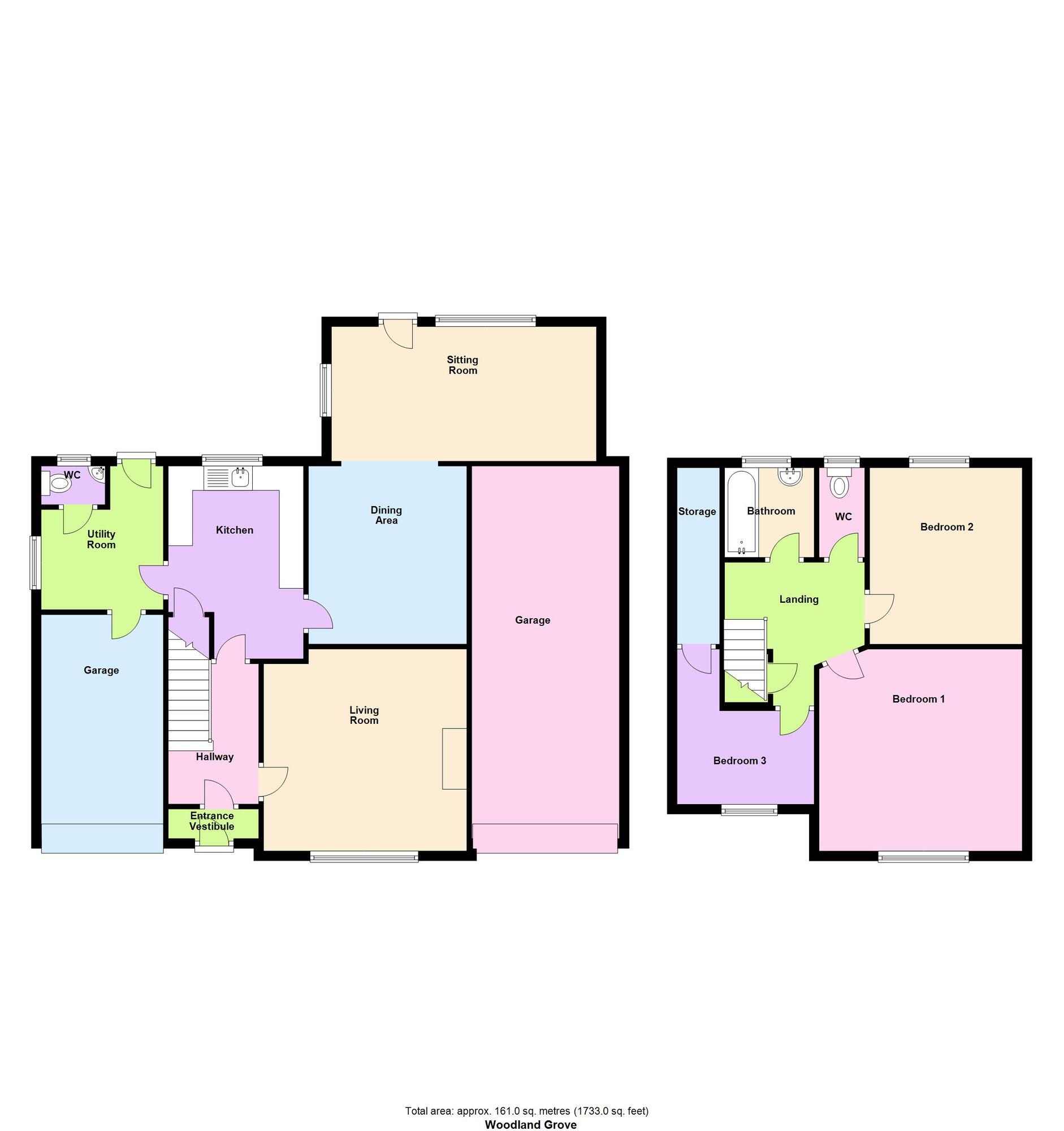 Floorplan of 3 bedroom Detached House for sale, Woodland Grove, Bradford, West Yorkshire, BD9