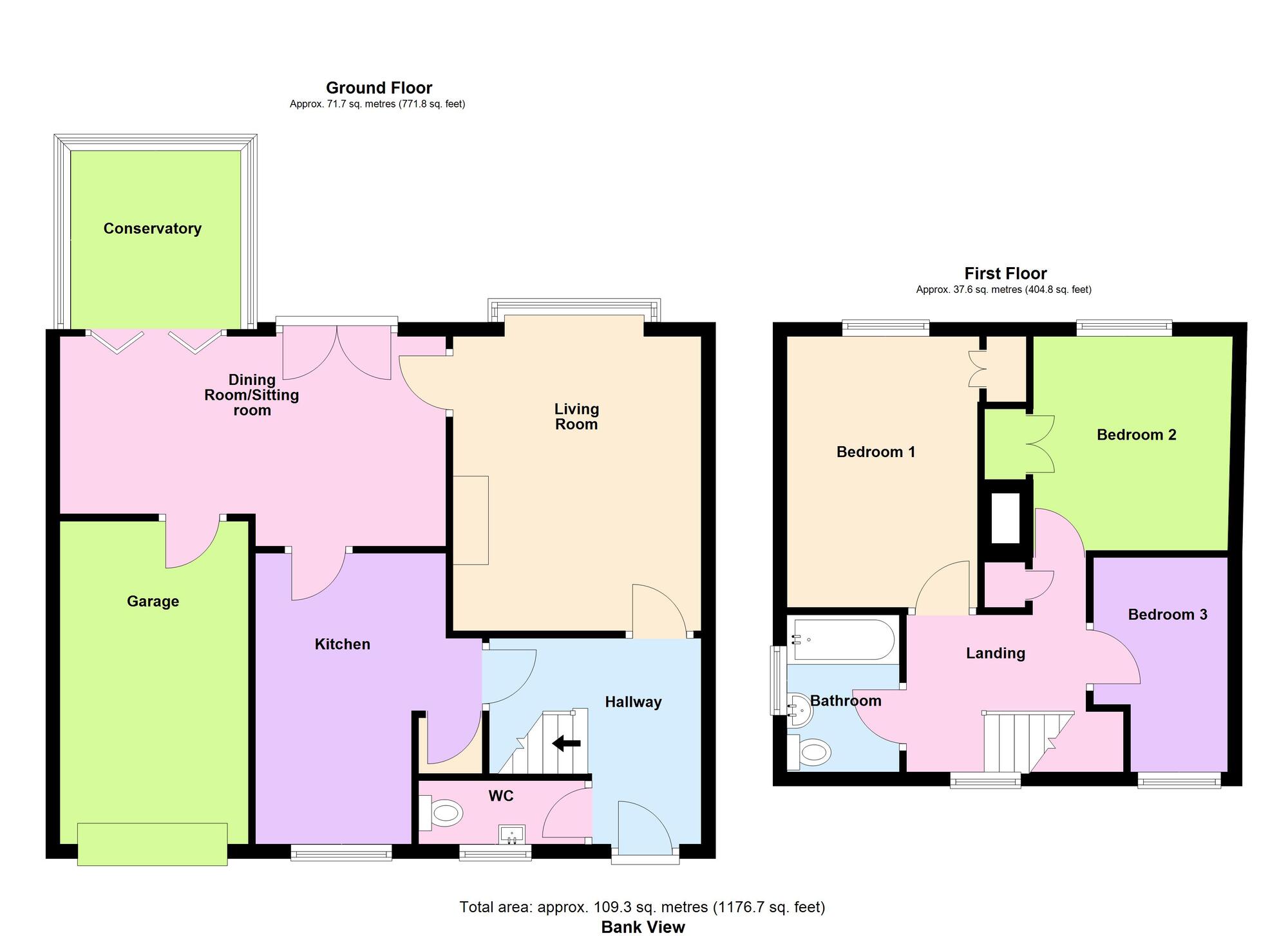 Floorplan of 3 bedroom Semi Detached House for sale, Bank View, Baildon, West Yorkshire, BD17