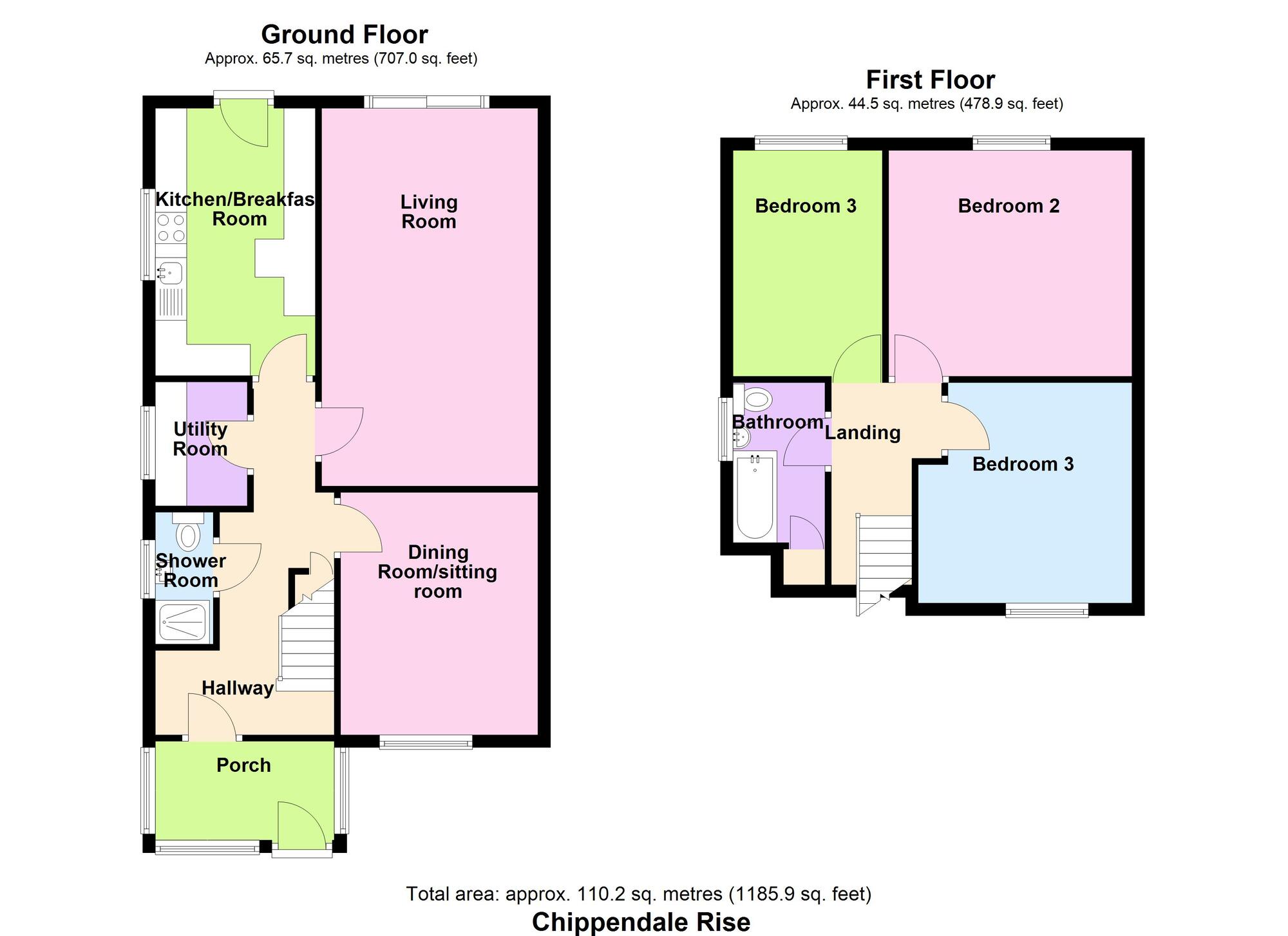 Floorplan of 3 bedroom Detached House for sale, Chippendale Rise, Bradford, West Yorkshire, BD8