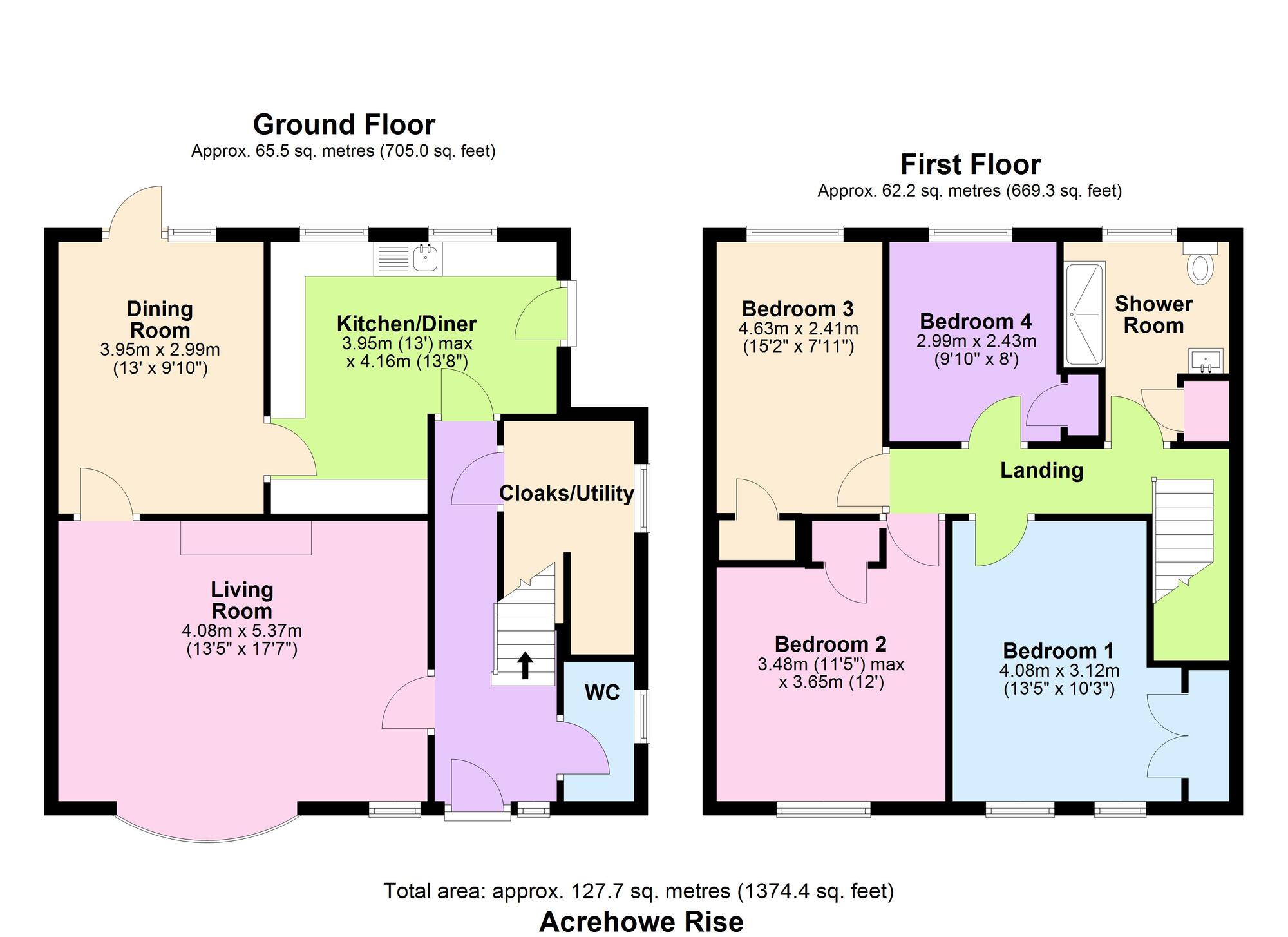 Floorplan of 4 bedroom Detached House for sale, Acrehowe Rise, Baildon, West Yorkshire, BD17