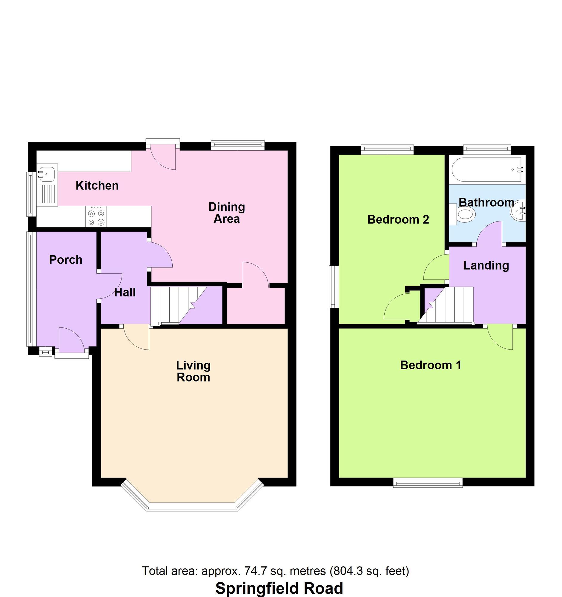 Floorplan of 2 bedroom Semi Detached House for sale, Springfield Road, Baildon, West Yorkshire, BD17