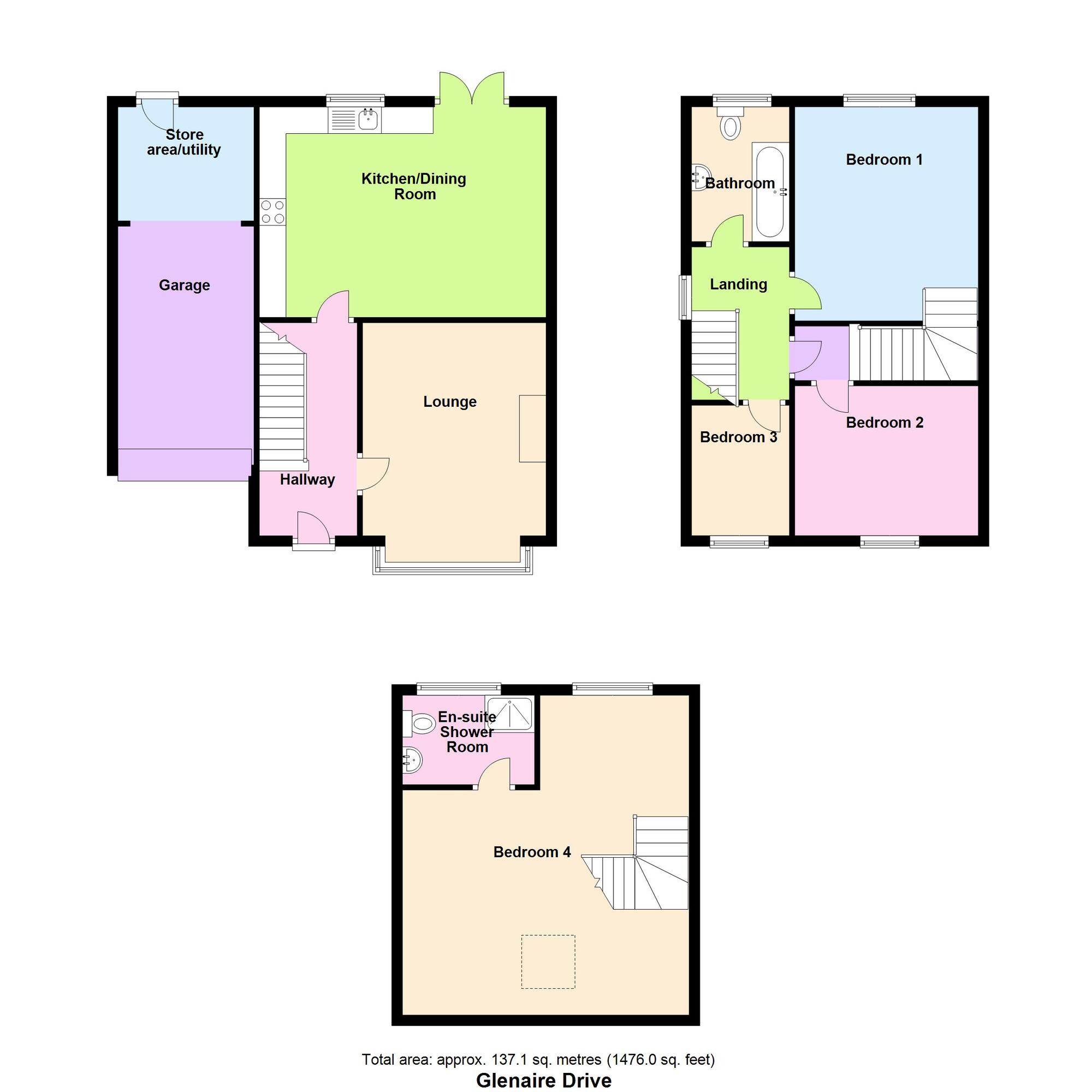 Floorplan of 4 bedroom Semi Detached House for sale, Glenaire Drive, Baildon, West Yorkshire, BD17