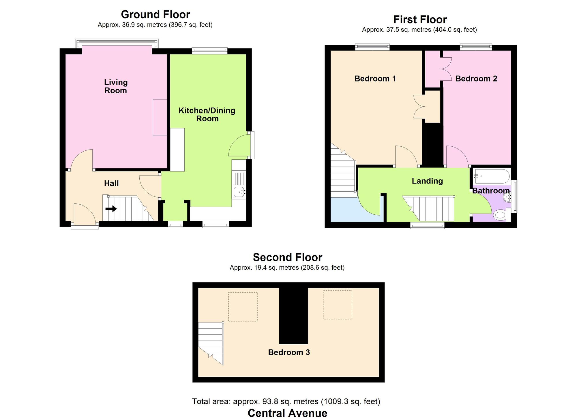 Floorplan of 3 bedroom Semi Detached House for sale, Central Avenue, Baildon, West Yorkshire, BD17