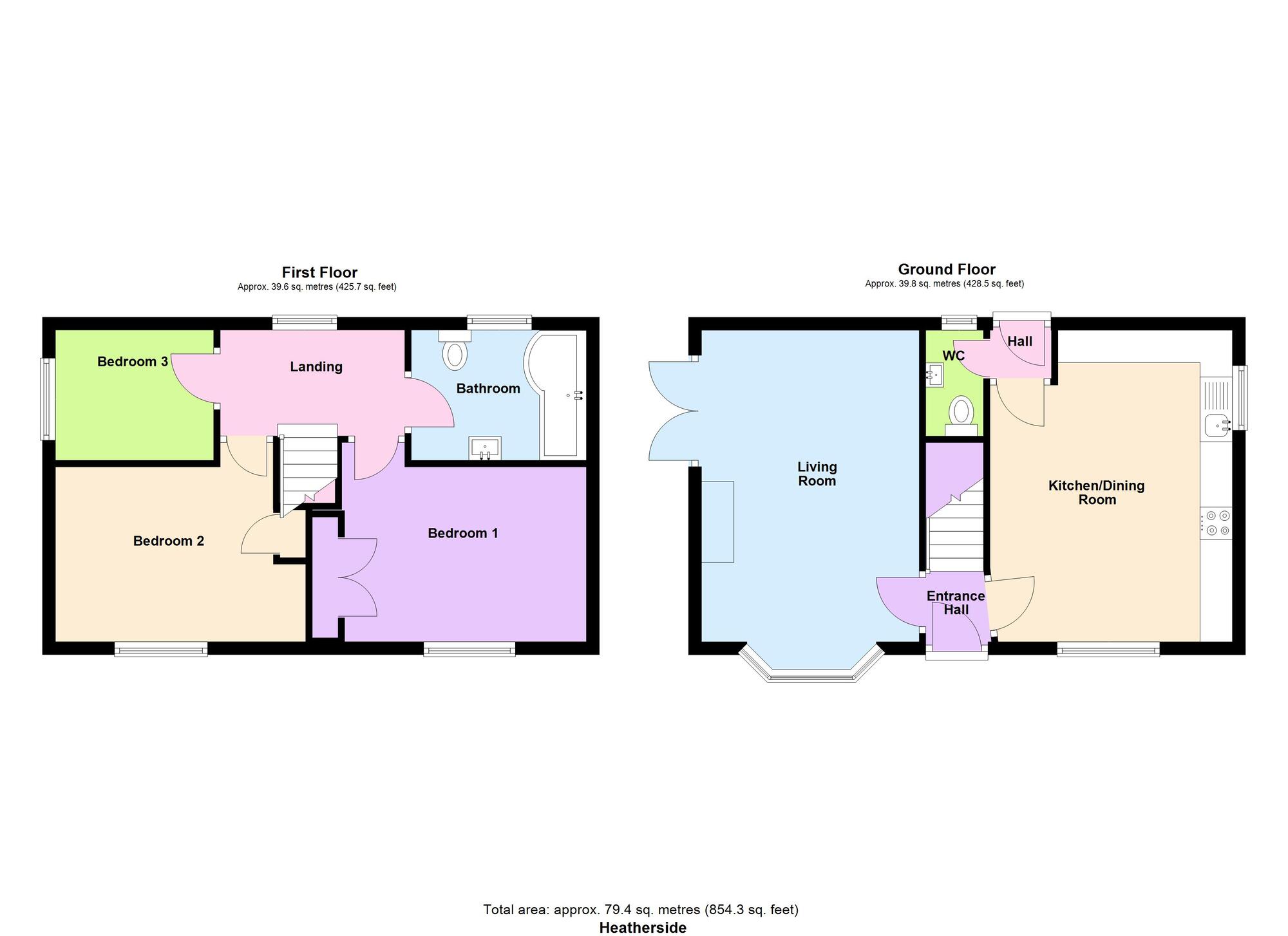 Floorplan of 3 bedroom Detached House for sale, Heatherside, Baildon, West Yorkshire, BD17