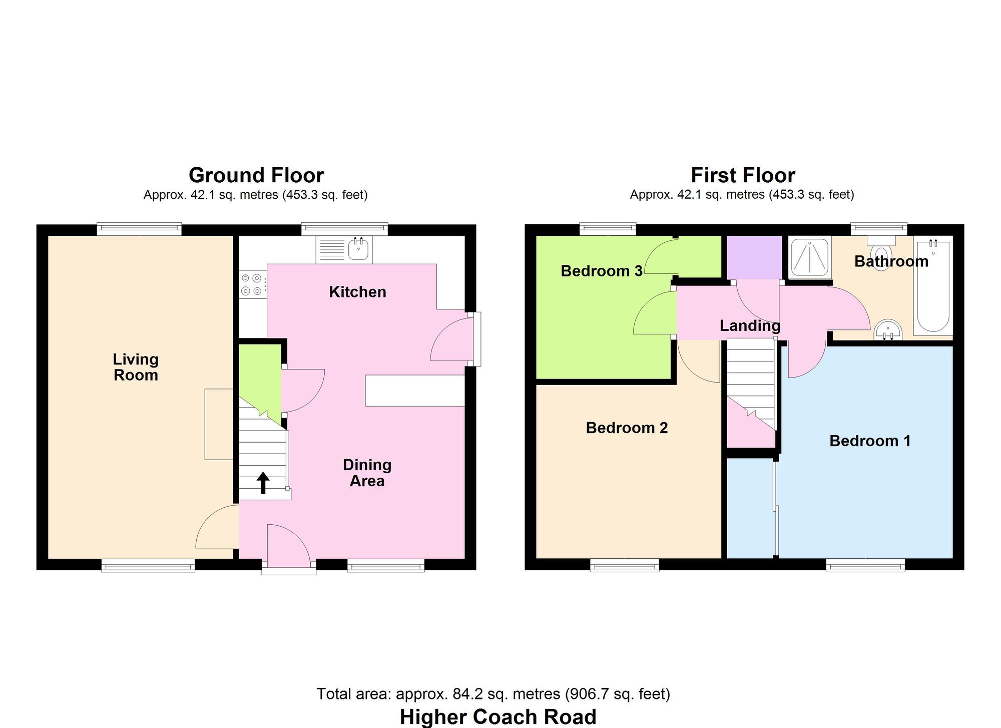 Floorplan of 3 bedroom End Terrace House for sale, Higher Coach Road, Baildon, West Yorkshire, BD17