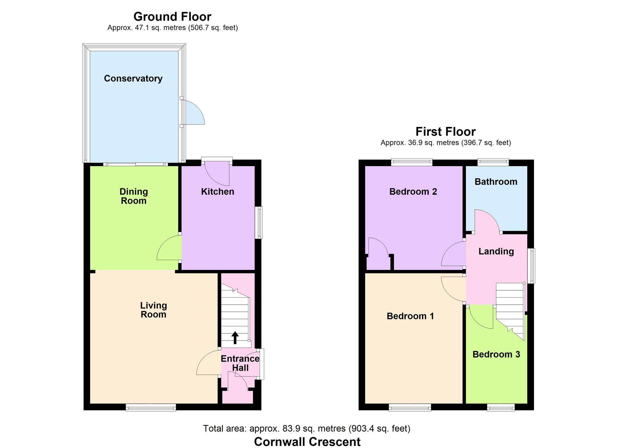 Floorplan of 3 bedroom Semi Detached House for sale, Cornwall Crescent, Baildon, West Yorkshire, BD17