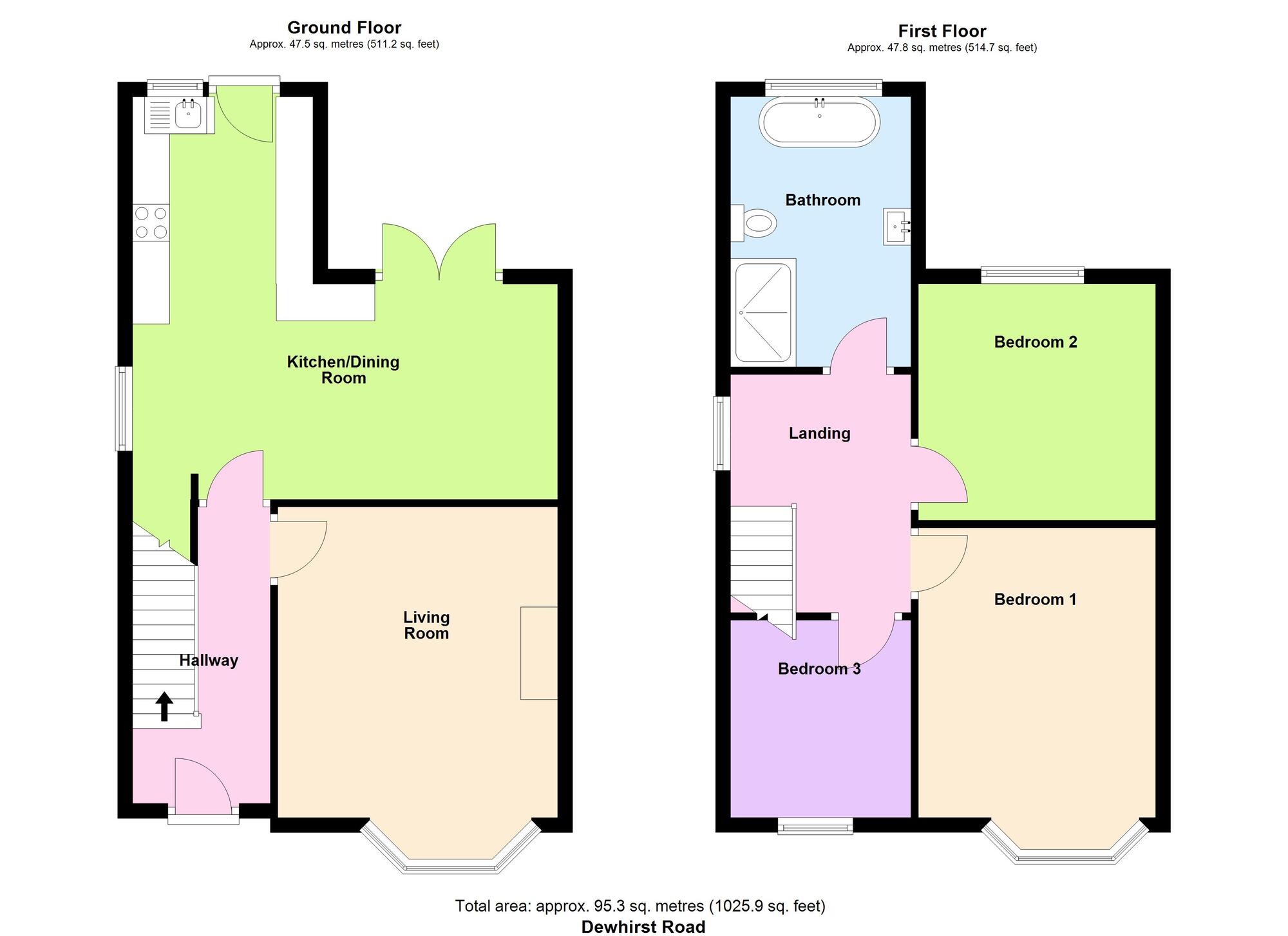 Floorplan of 3 bedroom Semi Detached House for sale, Dewhirst Road, Baildon, West Yorkshire, BD17