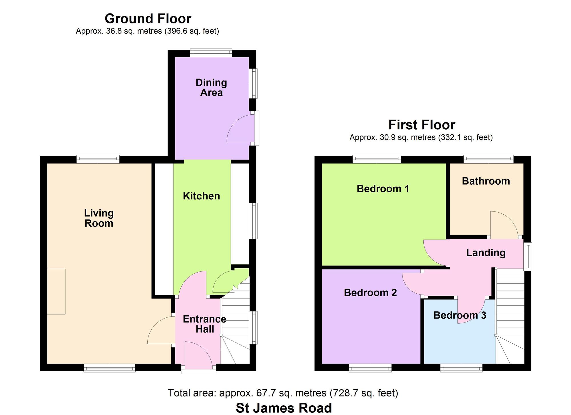 Floorplan of 3 bedroom Semi Detached House for sale, St. James Road, Baildon, West Yorkshire, BD17