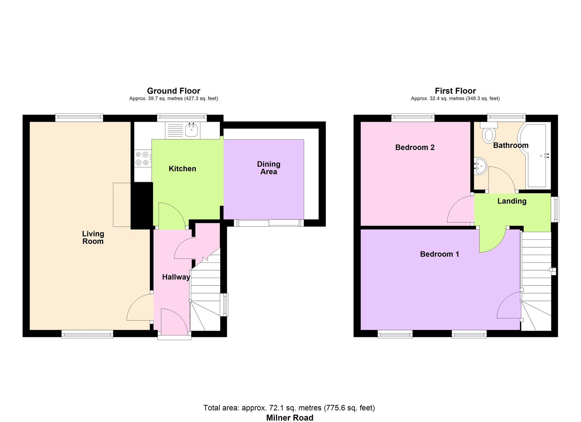 Floorplan of 2 bedroom End Terrace House for sale, Milner Road, Baildon, West Yorkshire, BD17