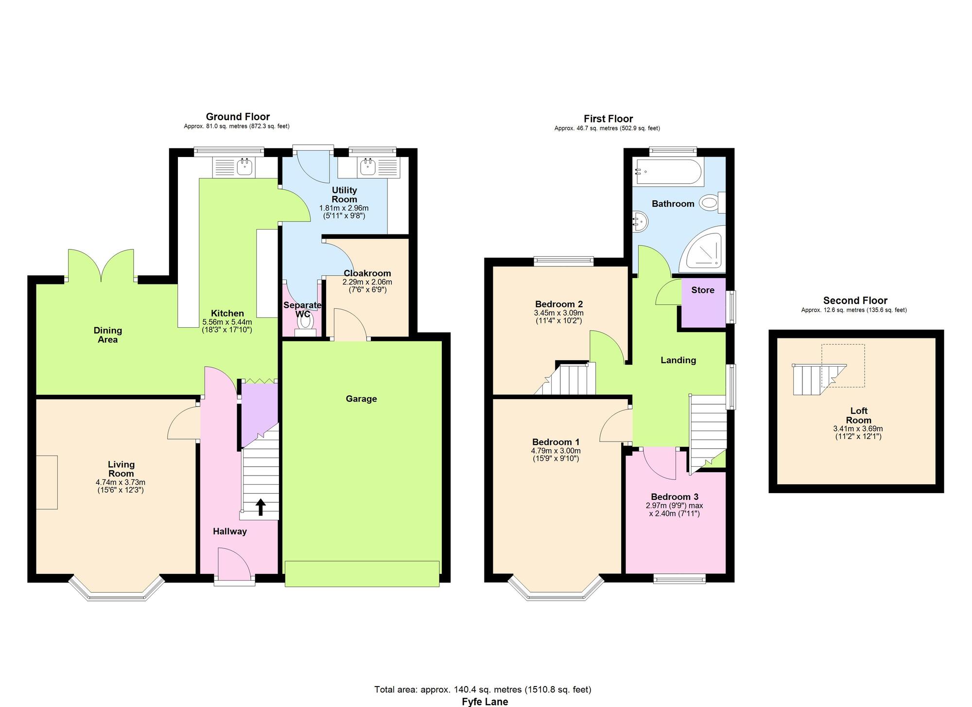 Floorplan of 3 bedroom Semi Detached House for sale, Fyfe Lane, Baildon, West Yorkshire, BD17