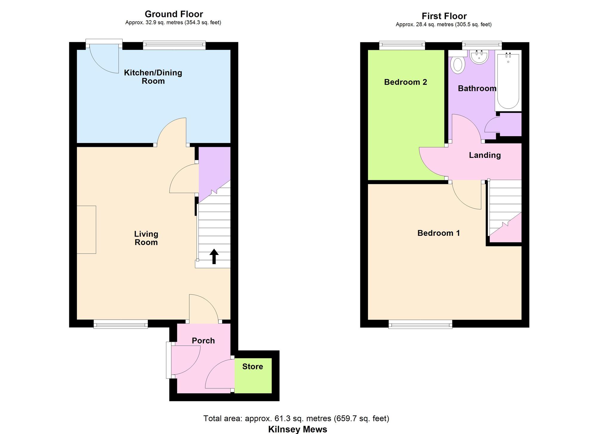 Floorplan of 2 bedroom Semi Detached House for sale, Kilnsey Mews, West Lane, Shipley, BD17