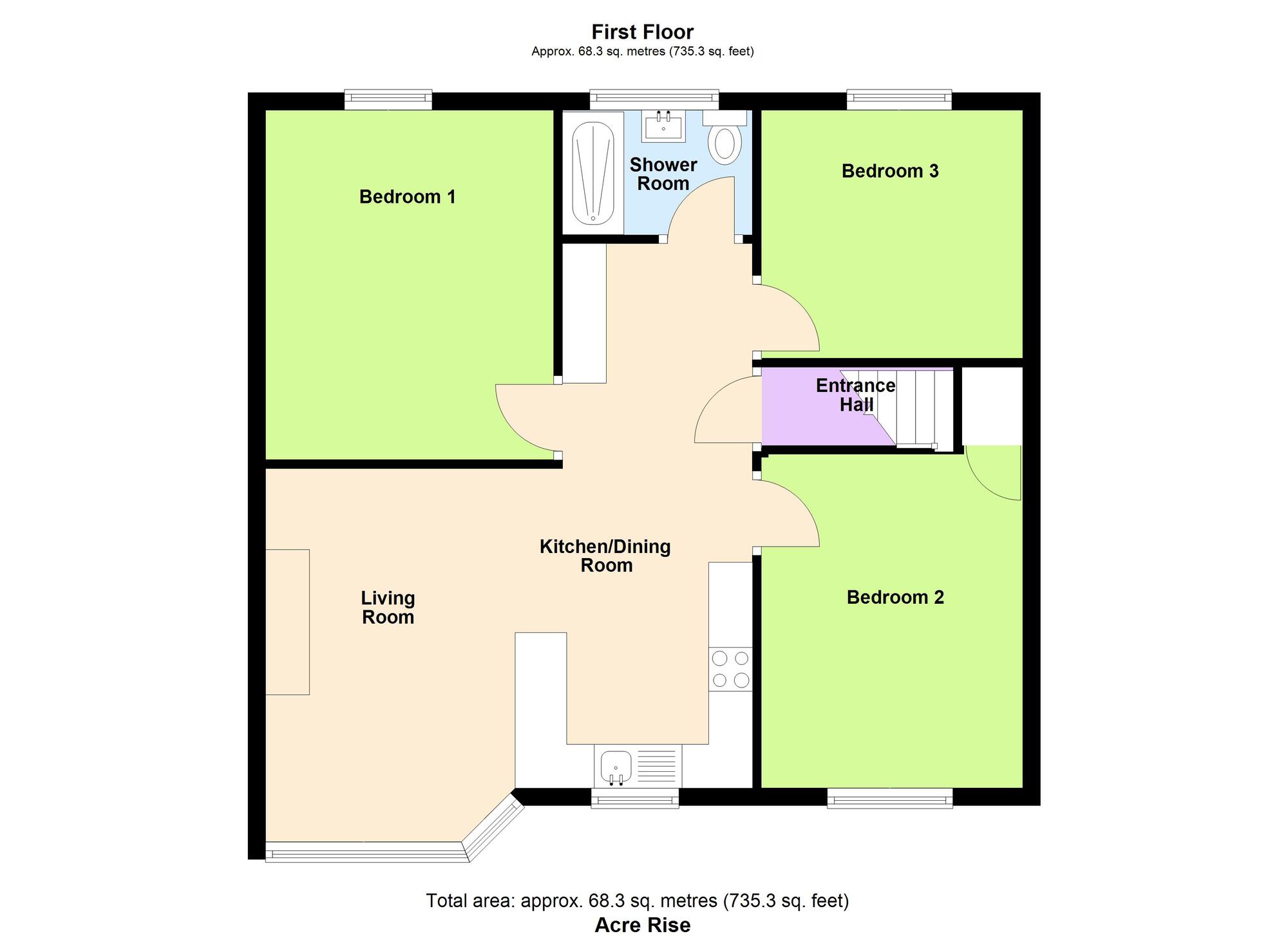 Floorplan of 3 bedroom  Flat for sale, Acre Rise, Baildon, West Yorkshire, BD17