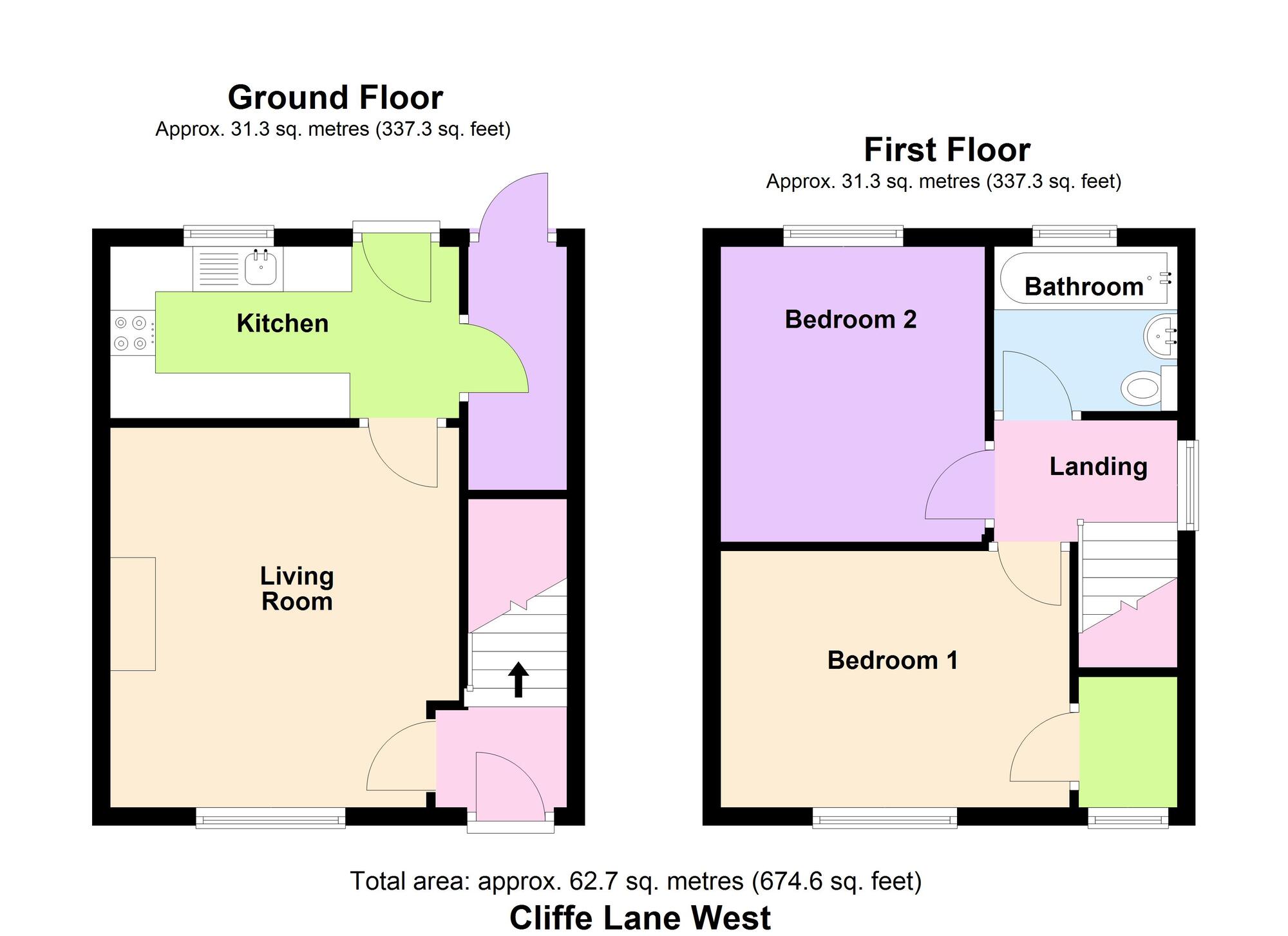 Floorplan of 2 bedroom Semi Detached House for sale, Cliffe Lane West, Baildon, West Yorkshire, BD17