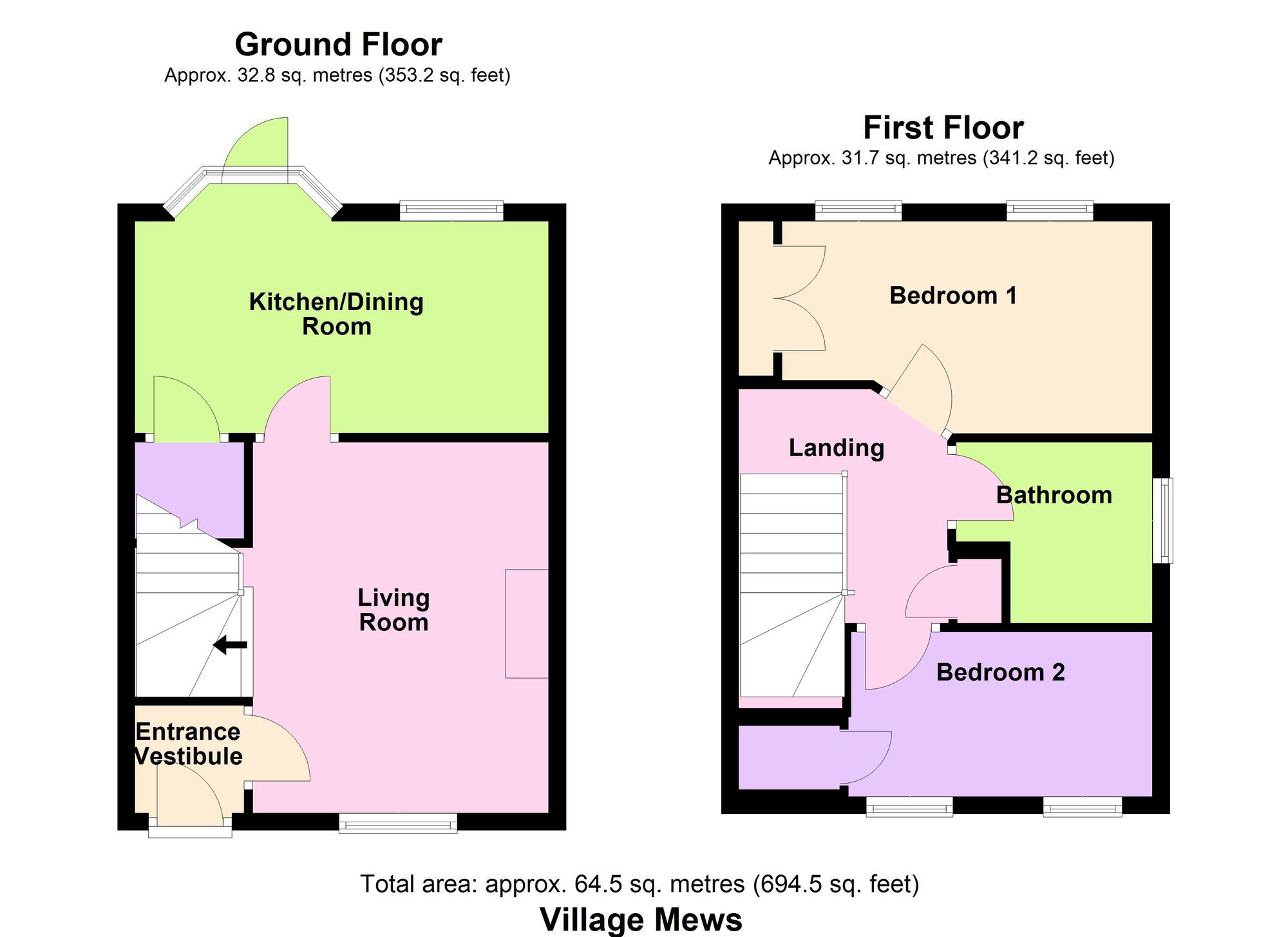 Floorplan of 2 bedroom Semi Detached House for sale, Village Mews, Wilsden, West Yorkshire, BD15