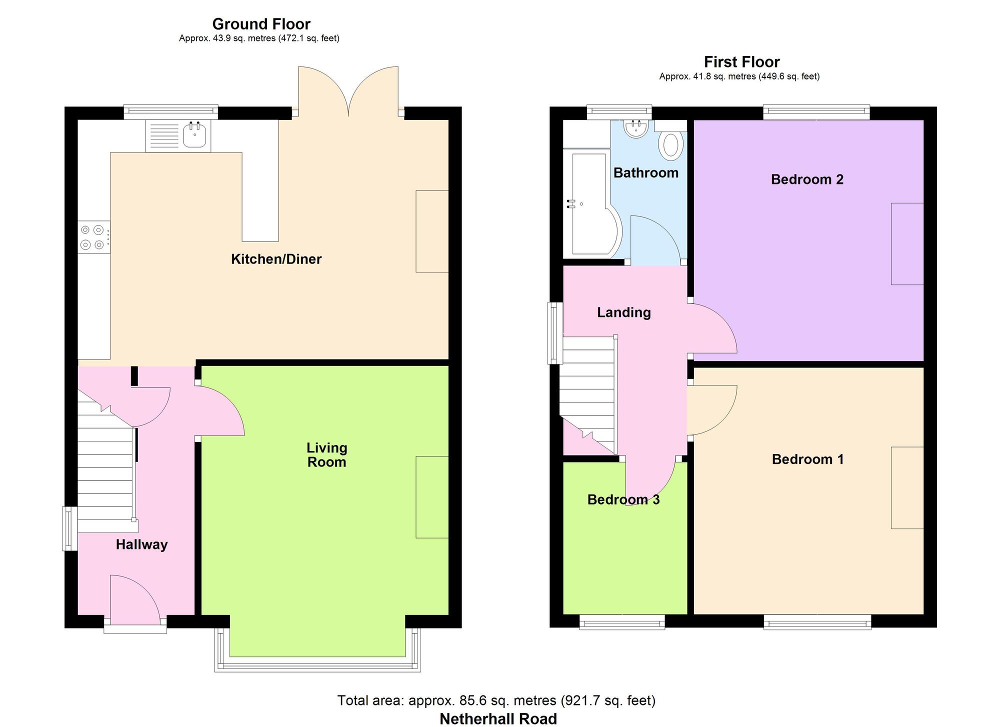 Floorplan of 3 bedroom Semi Detached House for sale, Netherhall Road, Baildon, West Yorkshire, BD17