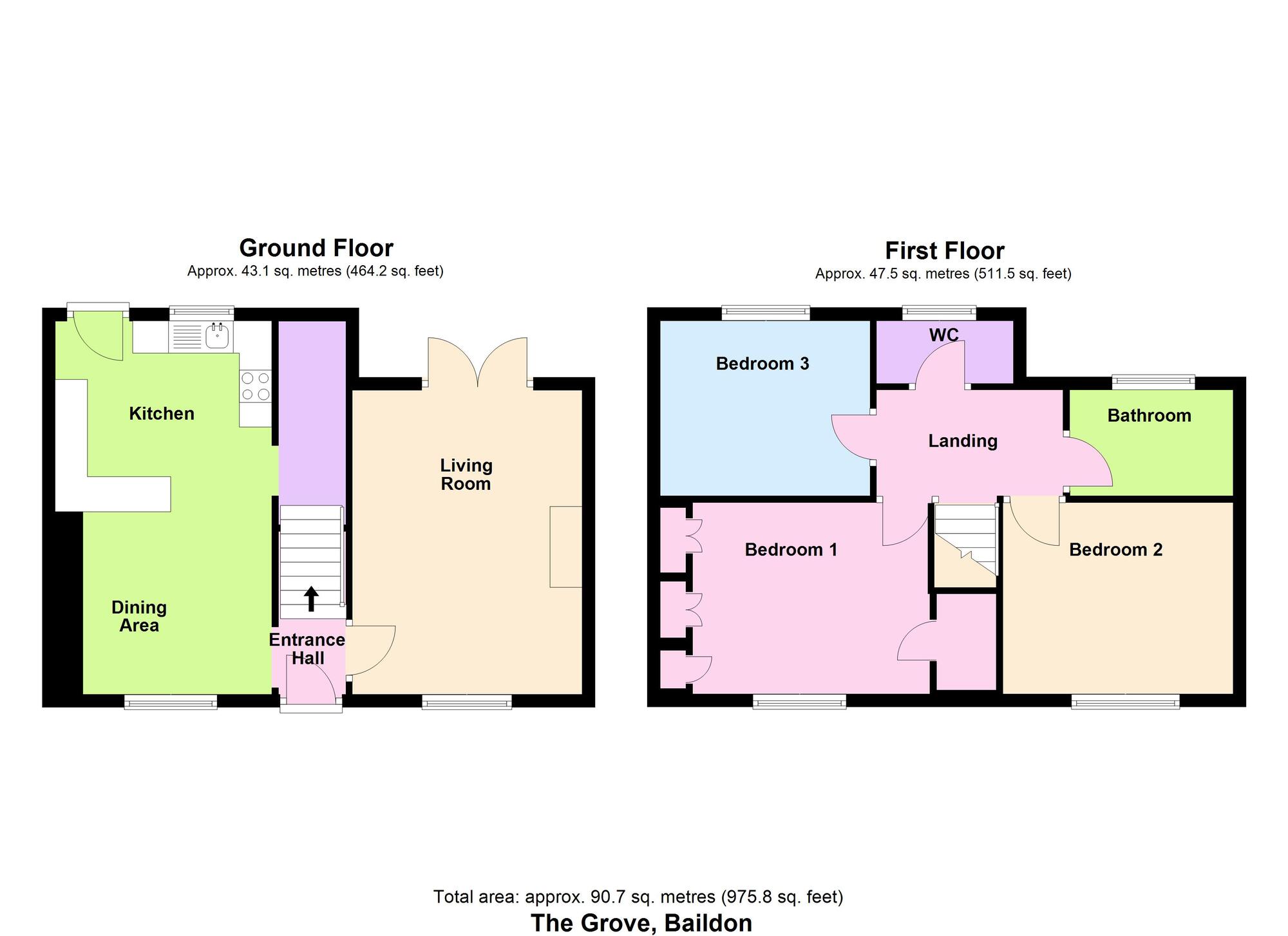 Floorplan of 3 bedroom Mid Terrace House for sale, The Grove, Baildon, West Yorkshire, BD17
