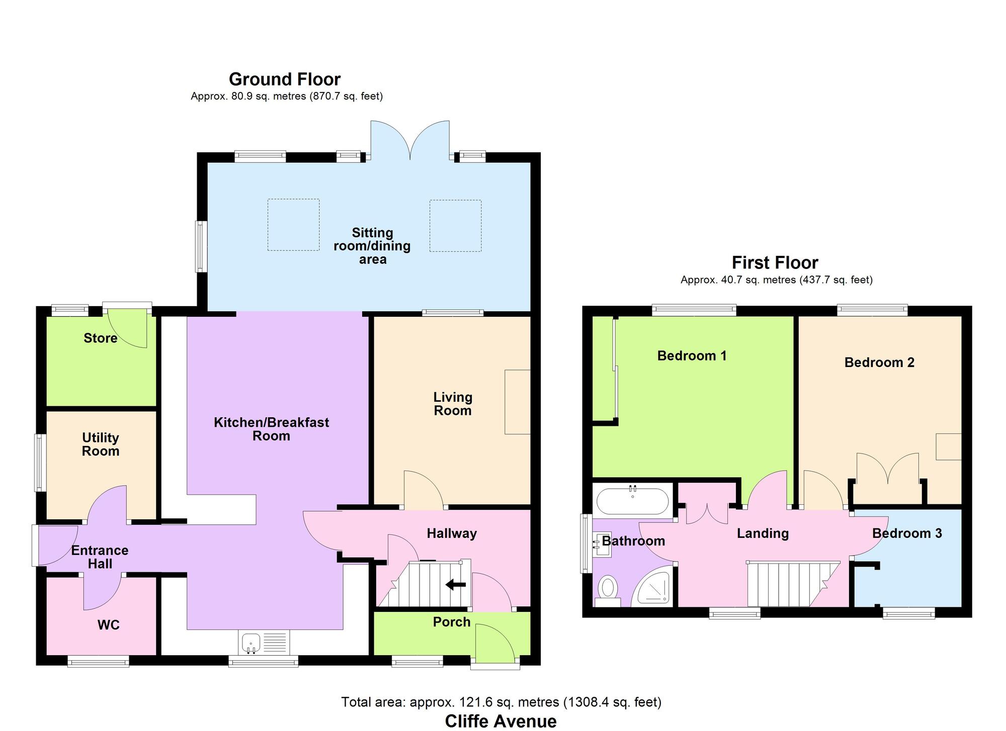 Floorplan of 3 bedroom Semi Detached House for sale, Cliffe Avenue, Baildon, West Yorkshire, BD17