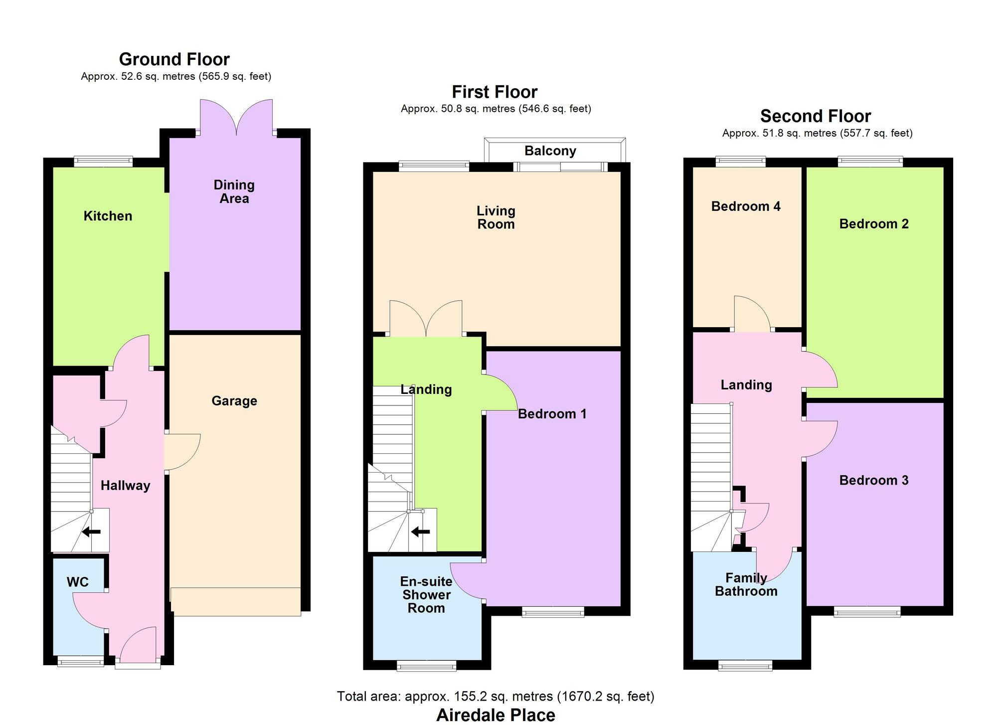 Floorplan of 4 bedroom Mid Terrace House for sale, Airedale Place, Baildon, West Yorkshire, BD17
