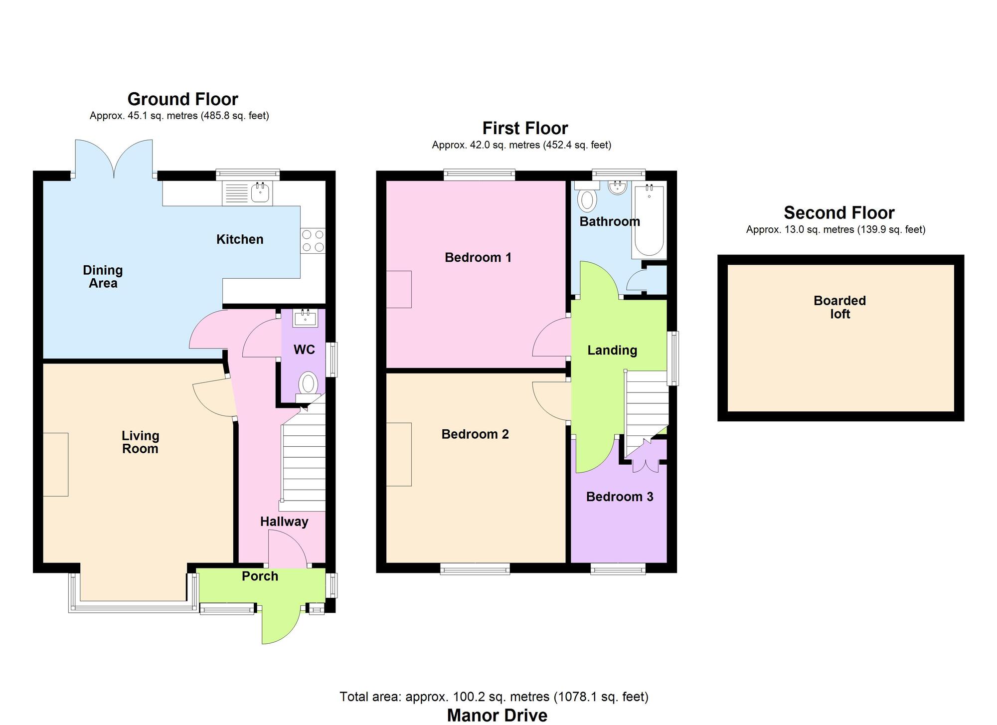 Floorplan of 3 bedroom Semi Detached House for sale, Manor Drive, Bingley, West Yorkshire, BD16