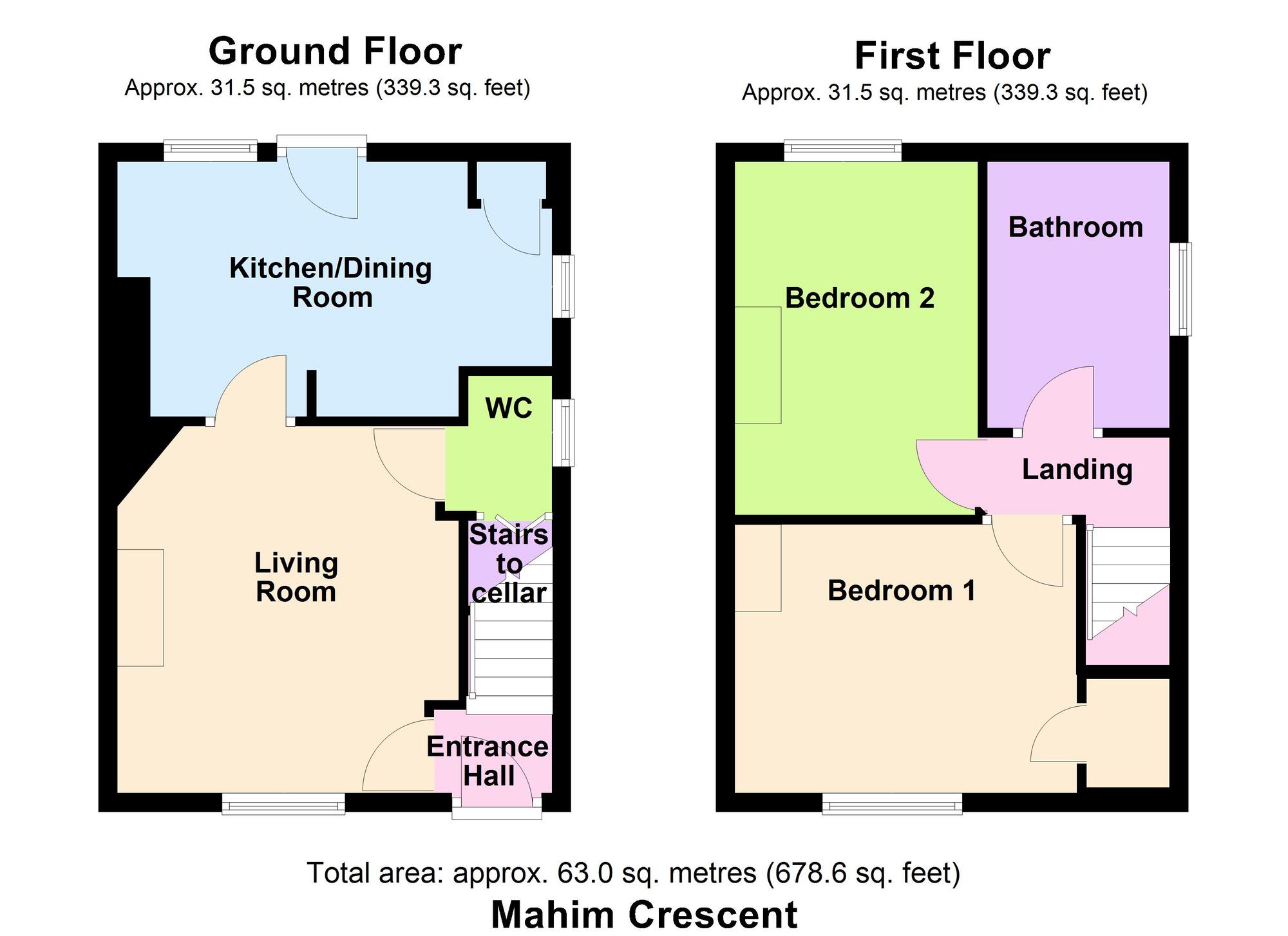 Floorplan of 2 bedroom Semi Detached House for sale, Mahim Crescent, Baildon, West Yorkshire, BD17