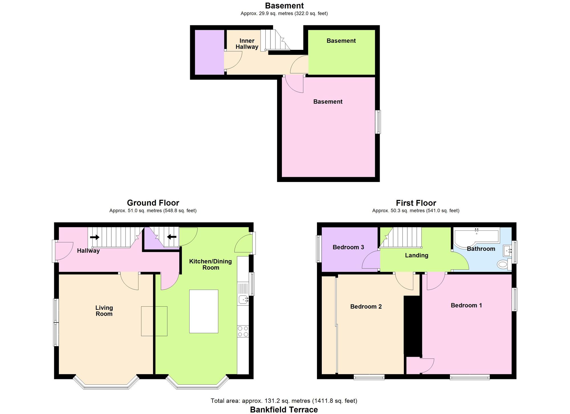 Floorplan of 3 bedroom End Terrace House for sale, Bankfield Terrace, Baildon, West Yorkshire, BD17