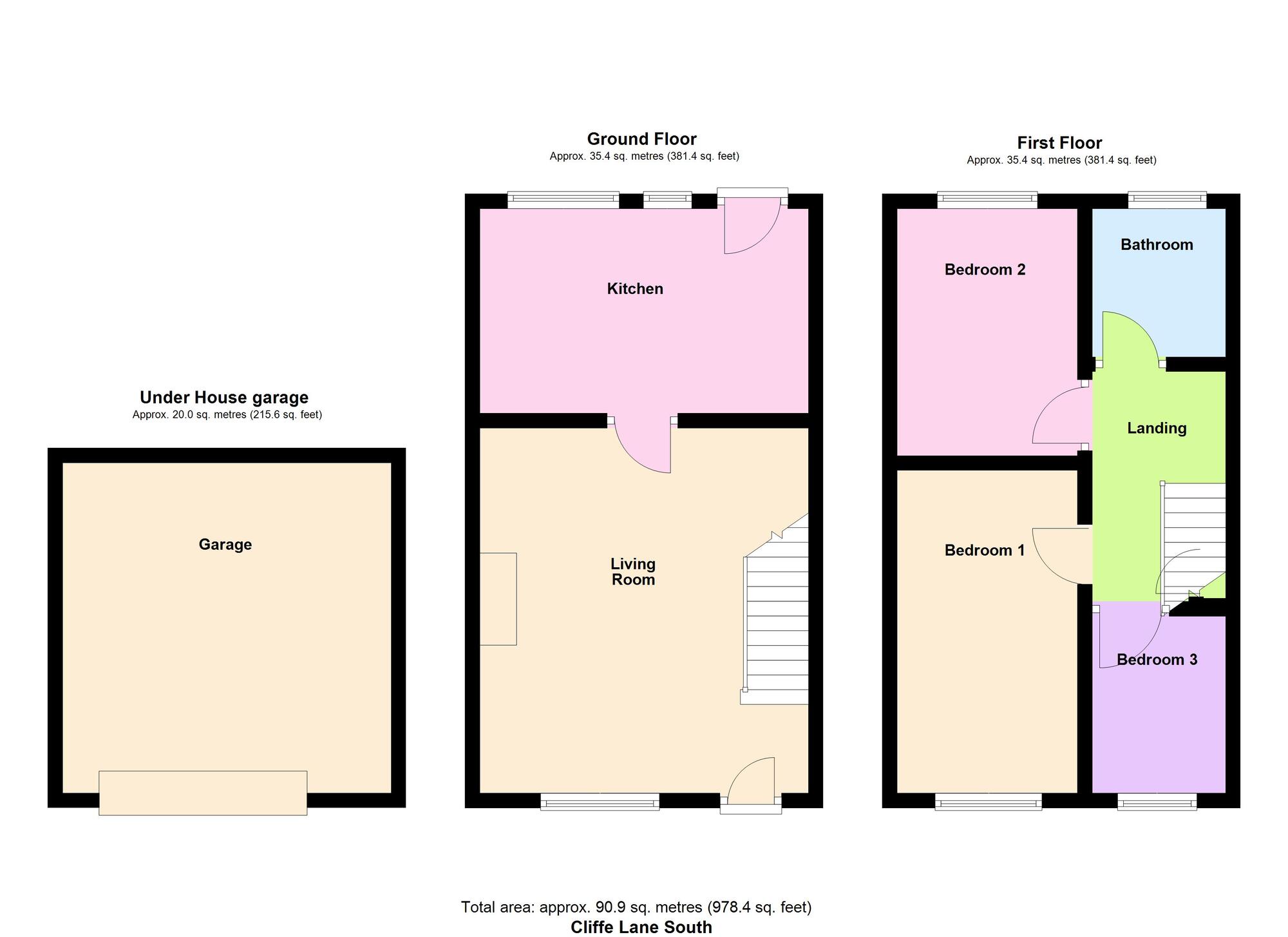 Floorplan of 3 bedroom House for sale, Cliffe Lane South, Baildon, West Yorkshire, BD17