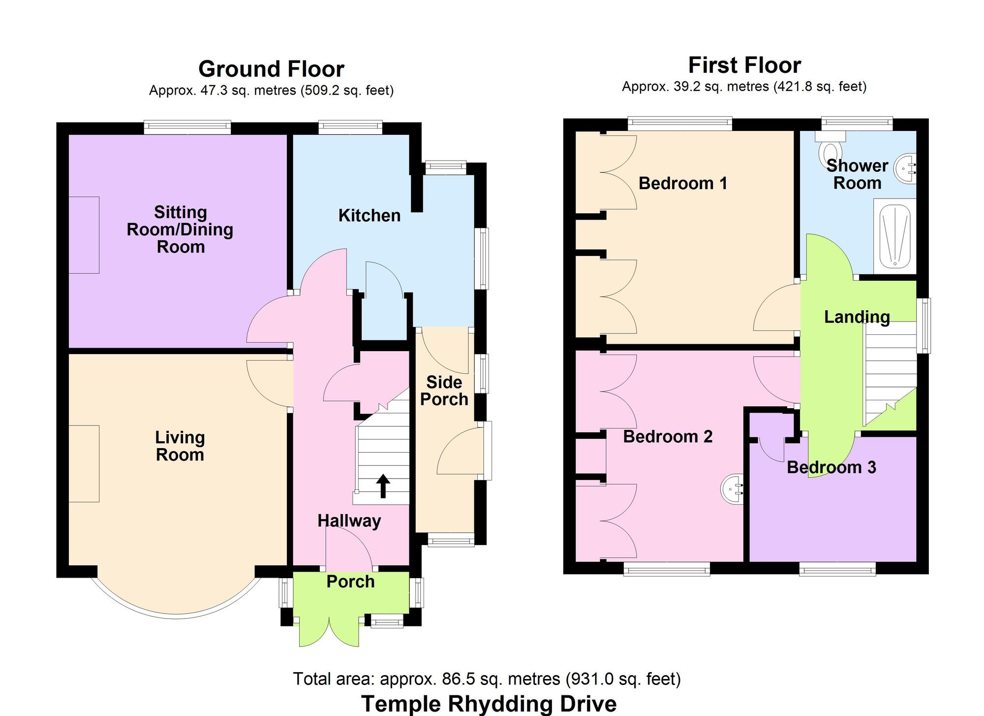 Floorplan of 3 bedroom Semi Detached House for sale, Temple Rhydding Drive, Baildon, West Yorkshire, BD17