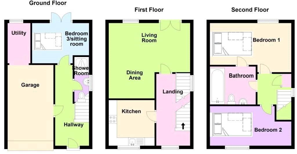 Floorplan of 3 bedroom Semi Detached House for sale, Old Glenaire Court, Baildon, West Yorkshire, BD17