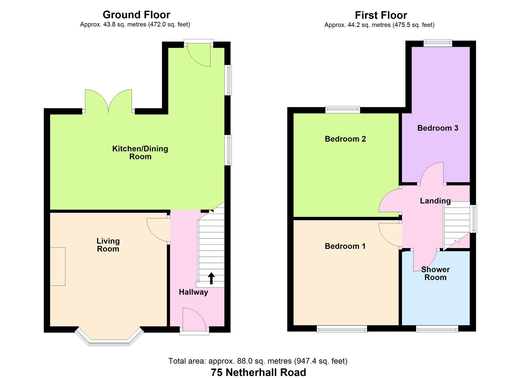Floorplan of 3 bedroom Semi Detached House for sale, Netherhall Road, Baildon, West Yorkshire, BD17