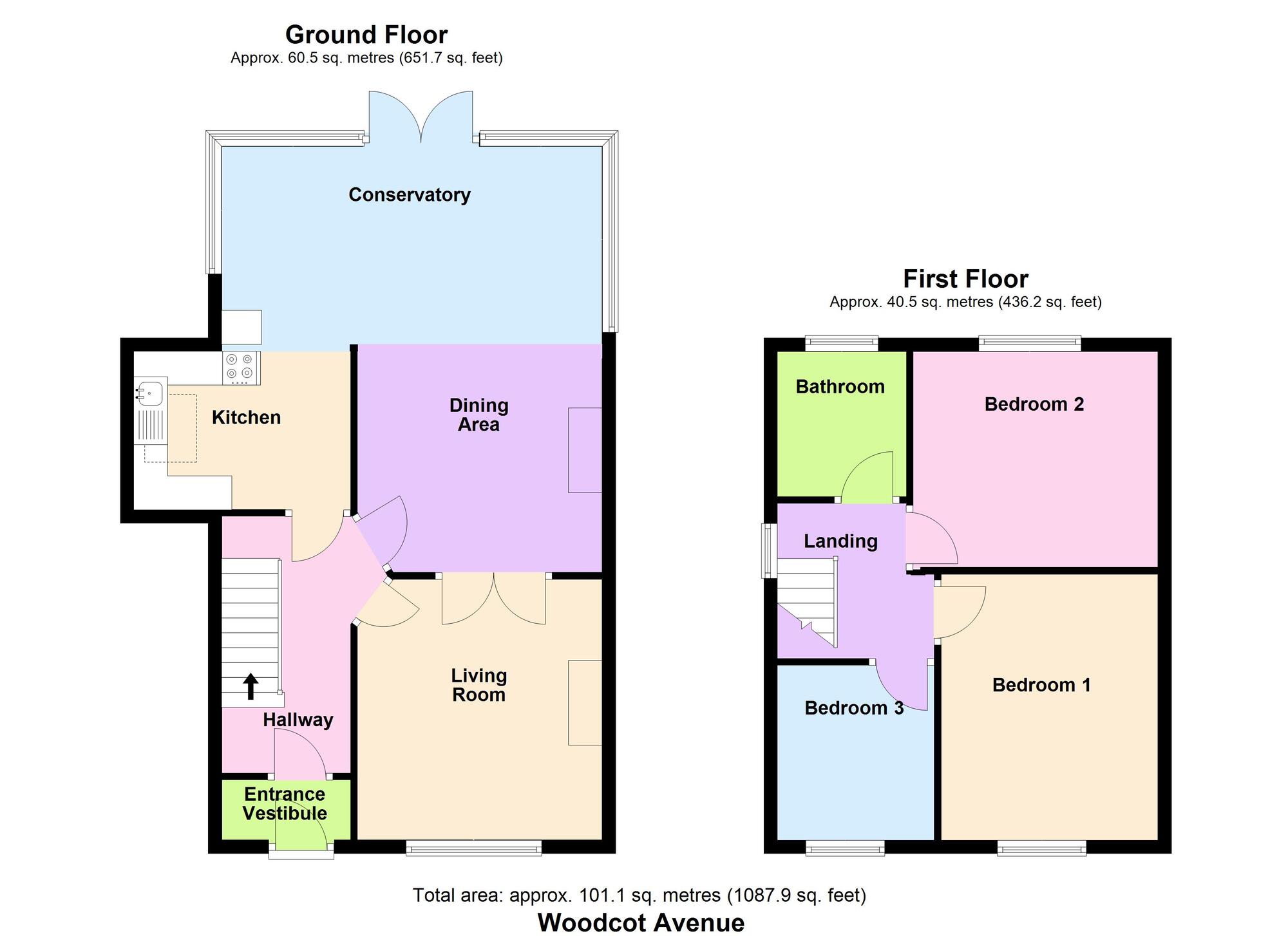 Floorplan of 3 bedroom End Terrace House for sale, Woodcot Avenue, Baildon, West Yorkshire, BD17